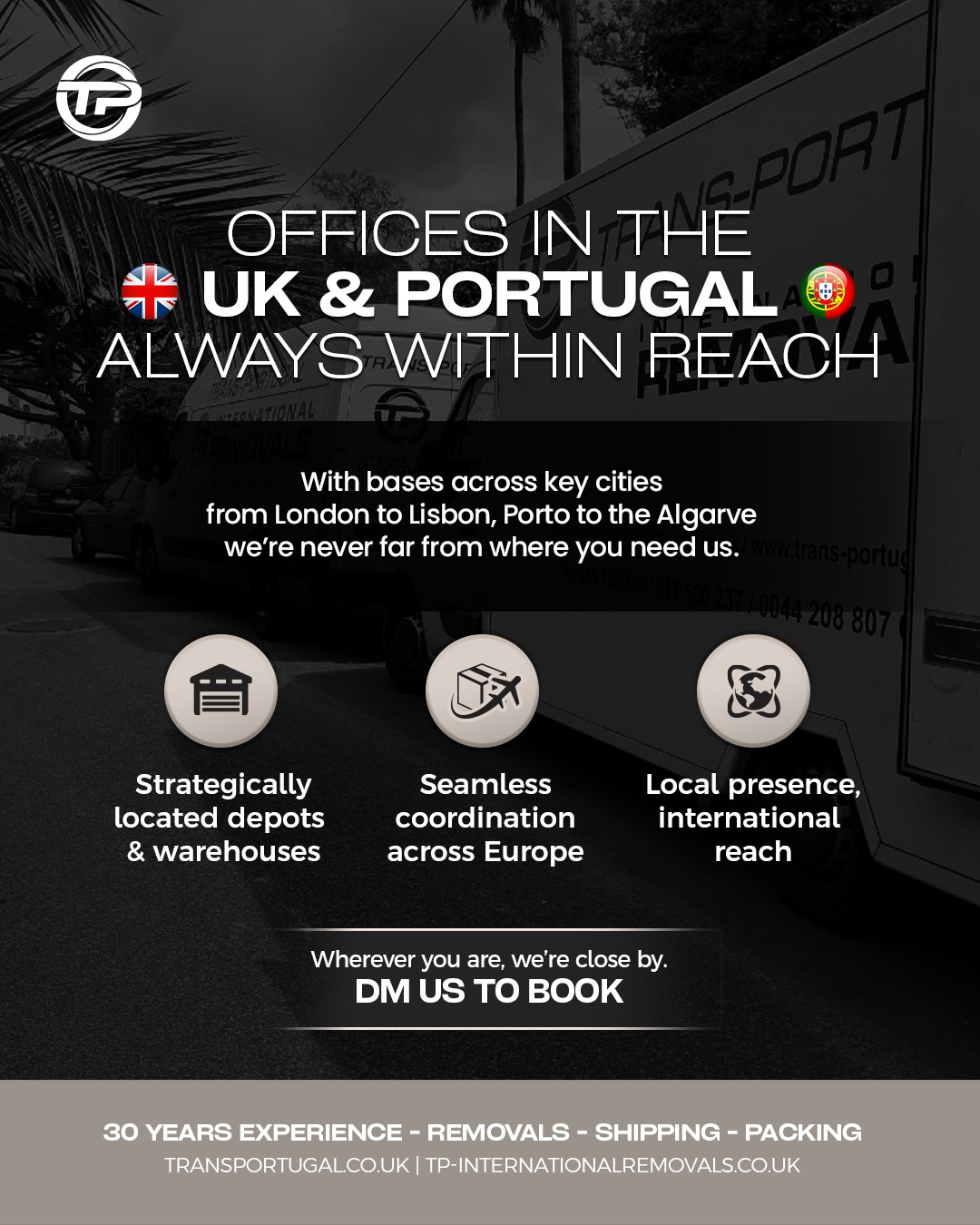 From our family to yours, we’re more than just a removals company – we’re built on generations of trust, integrity, and strong family values. Let us handle your move with the care and dedication that runs in the family 🏡
Reach out to our team via phone or email with your specific requirements, and we'll be happy to assist!
🇬🇧 LONDON OFFICE
22-24 Homecroft Rd, London, N22 5EL, United Kingdom
0208 807 6677
🇵🇹 PORTUGAL OFFICE
Inter Luis
Estrada Nacional 10
Centro Empresario Sado Internacional
Armazem D21, 2910-835 Setúbal
00 351 265 708 240
info@tp-internationalremovals.co.uk
#relocationservices #movingcompany #shipwithus #movers #packingpros #transportation #movingday #shippingworldwide #relocationexperts #shipments #tpinternationalremovals #transportugal #shippingandhandling #movingtotheuk #packingandshipping #movingtoportugal #movewithus #easyshipping #movingsolutions #shippingmadeeasy #securepacking #movingtospain #storagesolutions #removalstoportugal #relocationready #movinghome #newoffice #fineart #vehicletransportation