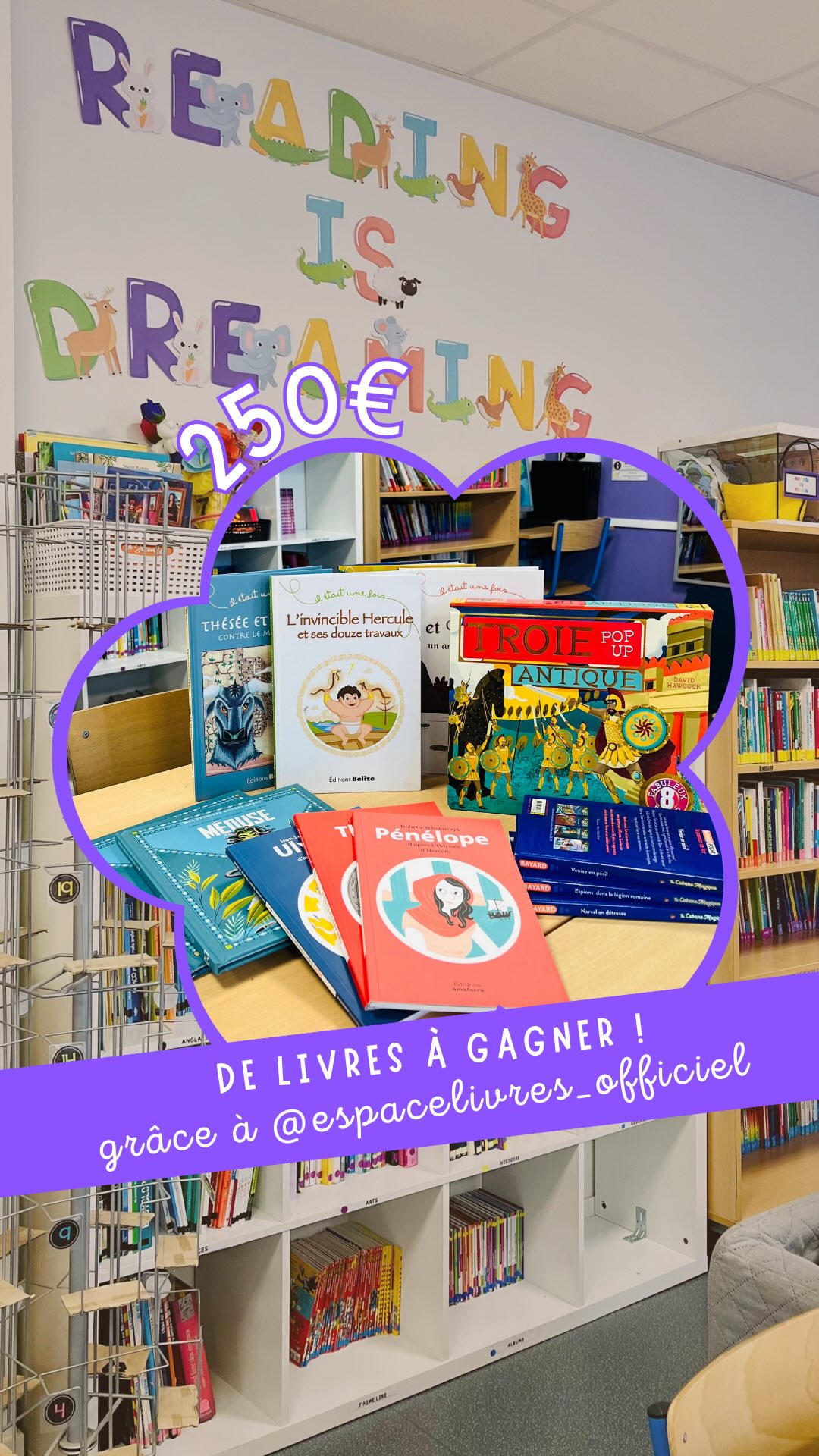 C•O•N•C•O•U•R•S
▶️ Toi aussi tu as besoin de livres pour ta classe ? Alors fonce !!!
Concours terminé : gagnante @jeutravaille !
Aujourd’hui j’ai la chance de pouvoir vous proposer à mon tour un concours pour remporter un bon d’achat de 250€ de livres sur @espacelivres_officiel !!! Pour ceux qui ne connaissent pas ils proposent des ouvrages reconditionnés en parfait état !
J’ai reçu une sélection autour de la mythologie pour ma classe et cette fois c’est à vous d’être gâtés !
Un vrai plus pour enrichir votre bibliothèque de classe et faire découvrir des nouveaux livres à vos élèves ou pour gâter votre famille pour Noël !!!!
Pour participer rien de plus simple :
📚 Être abonné à mon compte et celui de @espacelivres_officiel !
📚 Liker la publication.
📚 Me dire quel est votre livre préféré de littérature jeunesse et identifier deux amis qui seraient intéressés !
❤️ Vous pouvez partager en story pour me faire plaisir !
📍L’envoi se fera depuis la France et les frais de port seront offerts.
📆 Tirage au sort le dimanche 7 décembre dans la soirée.
Bonne chance à tous 🍀
Maitresselili_lh ✨
#maitresselililh #teampe #cm1 #cm2 #maitresse #teachersfollowteachers #cycle3 #concoursdemaitresse #teachergiveaways #concourslivres