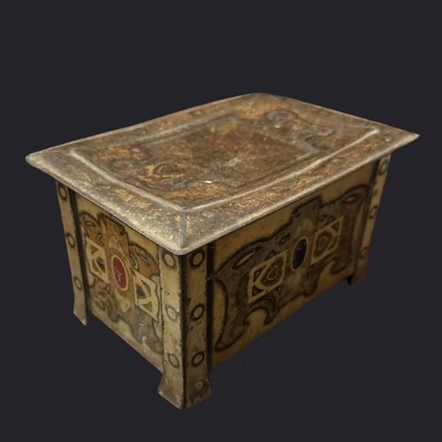 https://www.objetdart-stuff.co.uk/product-page/antique-peek-frean-medieval-casket-biscuit-tin-c-1900-1910 #objetdart #stufftoyouandme