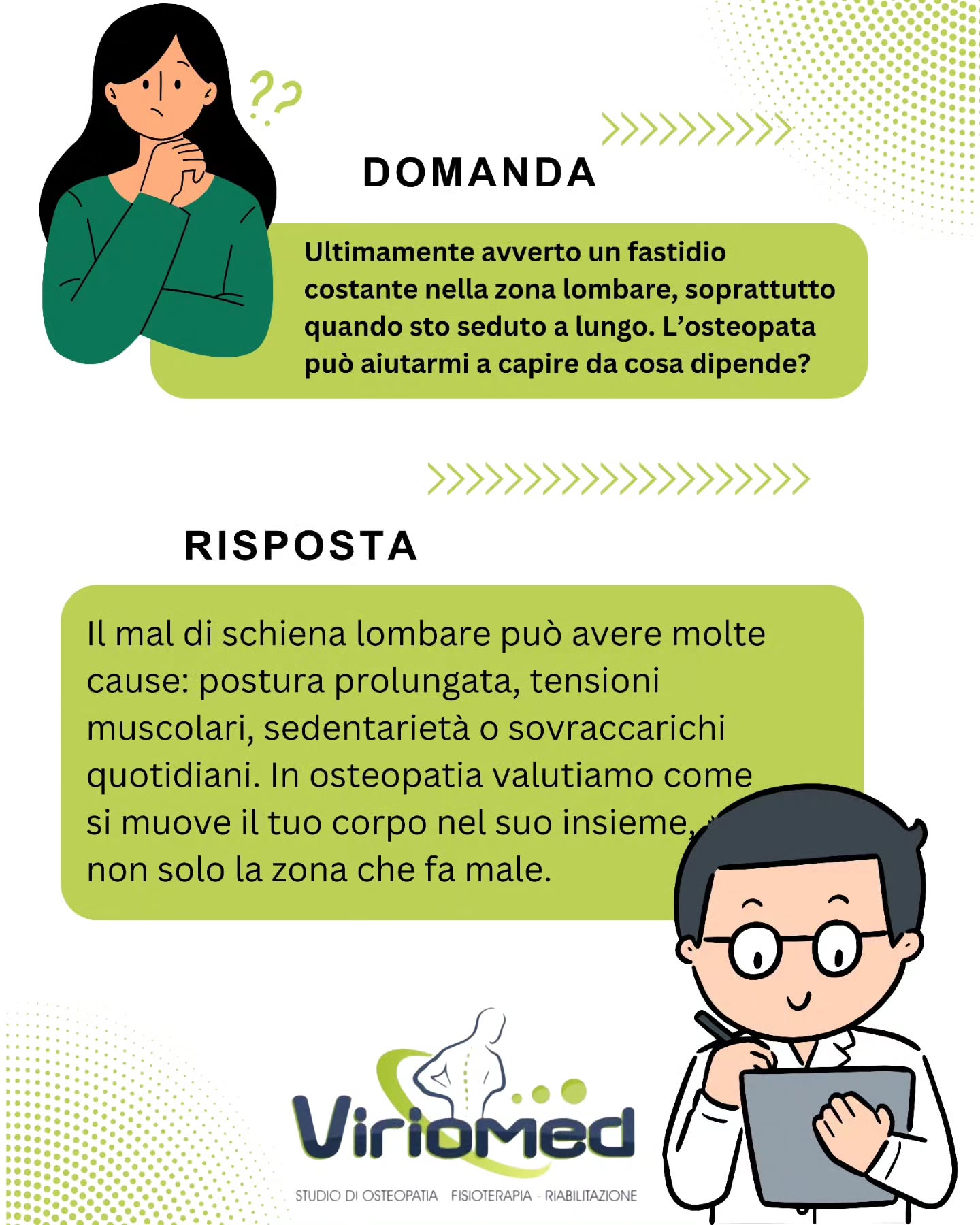 Durante la visita:
• Osserviamo la postura e la mobilità generale;
• Individuiamo eventuali rigidità o compensi;
• Applichiamo tecniche manuali per migliorare movimento e comfort;
• Suggeriamo abitudini ed esercizi utili nella vita di tutti i giorni.
L’obiettivo è aiutare il corpo a muoversi meglio e ridurre il fastidio.
Viriomed
📍 Strada comunale per San Gregorio, Loc. Mannella (VV)
📞 3206775566
📧 viriomed@libero.it
🌐 www.viriomed.it
#viriomed #fisioterapia #osteopatia #riabilitazione #posturologia #terapia #tecar #fisiotone #powershape #cryotshock #ondadurto #osteopata #ginnasticaposturale #linfodrenaggio #posturale #dimagrimento #dimagrimentolocalocalizzato #rimodellamentocorpo #tonificazione #vibovalentia #calabria #sangregoriodippona #vibomarina