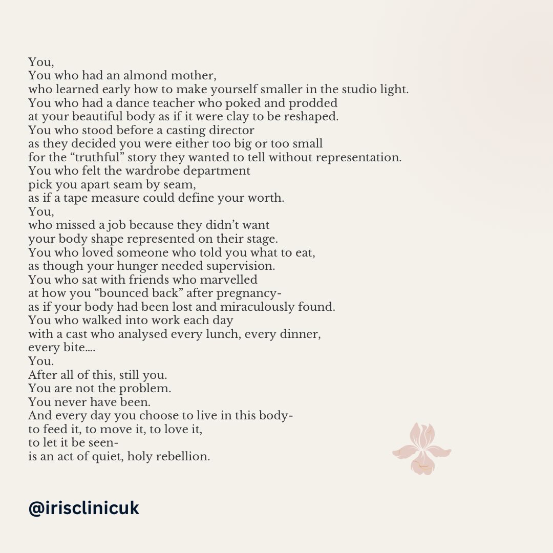 You have been through so much. And yet you still choose to nourish, to love and to be seen. 🤍 and we see you. X @irisclinicuk