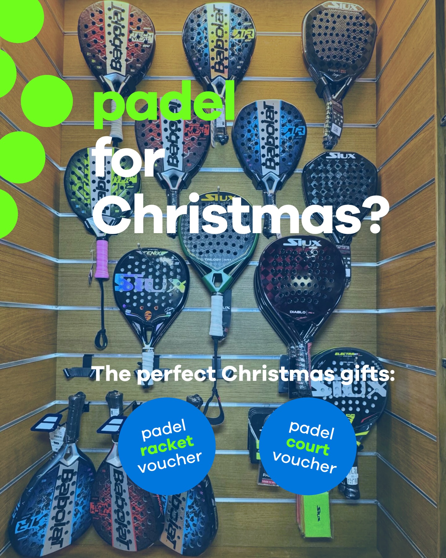 Still need a 🎁 Xmas gift for a padel player (or yourself)? 🎄
Get a padel voucher 💪 or buy Padel rackets from Babolat, Siux, or Wilson!
You can try out the rackets and even buy used test rackets for a reduced price. For example: Lebron’s Babolat Viper or Augsburger’s Siux Fenix pro 4.
🎾🎾🎾
Tu cherches encore un cadeau de Noël 🎁 pour un joueur de padel (ou pour toi-même) ? 🎄
Achète un bon cadeau padel 💪 ou une raquette de padel Babolat, Siux ou Wilson !
Tu peux essayer les raquettes et même acheter des raquettes d’occasion à prix réduit. Par exemple : la Babolat Viper de Lebron ou la Siux Fenix Pro 4 d’Augsburger.
🎾🎾🎾
Brauchst du noch ein 🎁 Weihnachtsgeschenk für einen Padel-Spieler (oder dich selbst)? 🎄
Hol dir einen Padel-Gutschein 💪 oder kaufe Padel-Schläger von Babolat, Siux oder Wilson!
Du kannst die Schläger ausprobieren und sogar gebrauchte Testschläger zu einem reduzierten Preis kaufen. Zum Beispiel: Lebrons Babolat Viper oder Augsburgers Siux Fenix Pro 4.
#christmas #gift #ideas #padel #padelswitzerland #padelsuisse #padelschweiz #padelcourt #valais #wallis #valaiswallis