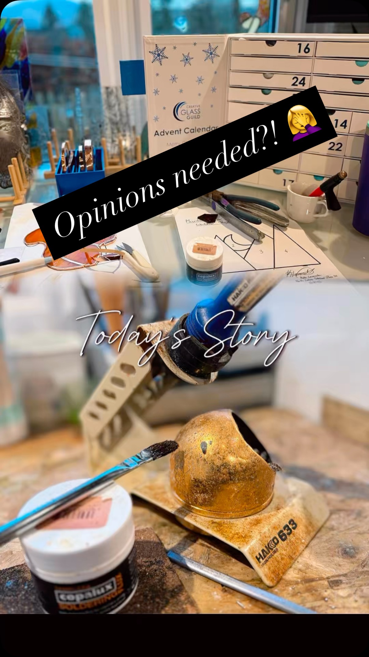 Paste flux vs. Liquid flux - thoughts please fellow glassers?!!!
Please tell me I’m the only one who puts in a big order, but forgets to include the core staples for everyday glass work?! 🤣 I must just get too giddy at the glass choices?!
In stained glass, you need to use flux literally for everything you do, especially for the Tiffany copper foiling technique! The flux acts as a ‘binding agent’ almost between your solder and the copper foil edging the glass, and creates nice smooth and shiny solder lines in most cases….. without it, your work will fall apart in time, the solder will either not ‘stick’ or will look really blobby and all over the place! It’s also the reason you MUST wear a face mask when soldering, as the fumes when it evaporates are nasty 😷
I have always used and swear by Novacan old masters liquid flux, but have somehow completely run out!!! The only thing I have left is a pot of this plumbers paste flux, which I know a lot of folk use, but I tried once and just went back to my comfort zone 🤣 has anyone else tried it? I’m realising you only need a tiny bit, and it spits less than the liquid flux, but it also smokes more, is really sticky and a nightmare to clean off compared to liquid, and its taking a lot more effort to get the lovely bead on the solder lines and the the edges, as the solder doesn’t seem to flow as nicely?! Anyone else, or is it just me?! 🫣
#stainedglass #glassartist #glassart #knowledgeshare #advice #WhatDoYouThink #CraftTips #Ideas #ArtAdvice #Forgetful #Lakedistrict #glassartistsofinstagram
@the_makers_mill @contemporaryglasssociety @glassartsociety @sgaa_hq @edenvalleyartisticnetwork @ivymakersguild @hare_hill_barn @rheged_centre