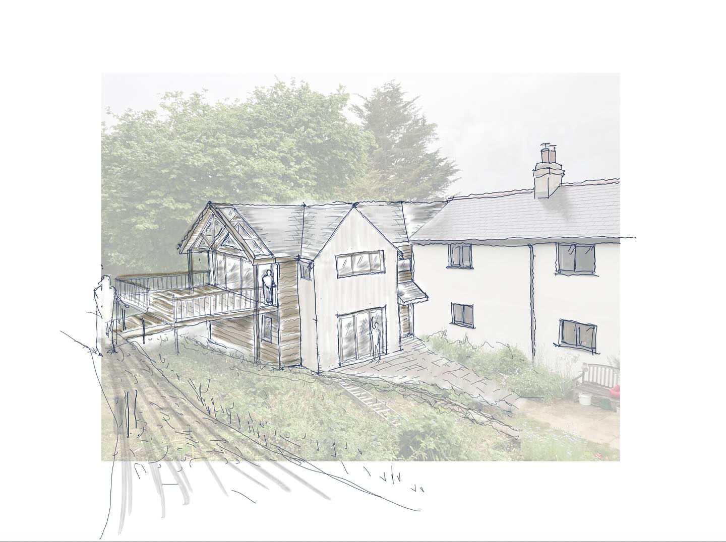 Here at Grain we love to incorporate sketching into our design process. We find this especially useful at the early stages of a project to quickly explore ideas and bring them to life. Using a tablet is particularly handy as we can sketch straight over photos, allowing us to clearly communicate our ideas. These sketches were done at the early stage of an exciting new eco co-housing project. These homes will be fully accessible and use ecological technologies like rain water harvesting and solar! ☀️ 🌧️ #sustainablearchitecture #ecohousing #lowcarbonbuilding