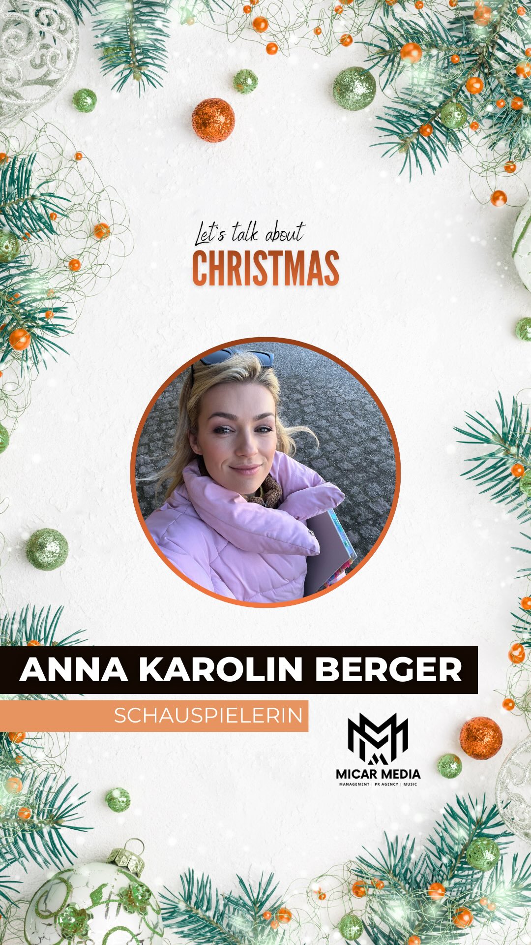 Let’s talk about Christmas ✨ Schauspielerin Anna Karolin Berger stand uns für unser Xmas-Interview Rede & Antwort. Sie erzählt über Lieblingsmomente, welches Weihnachtsgepäck sie sein könnte und die kleine Magie, die uns alle verbindet.
Warm. Ehrlich. Festlich. 🎄❤️ Happy Nikolaus!
#micarmedia #annakarolinberger #interview #xmas #weihnachten