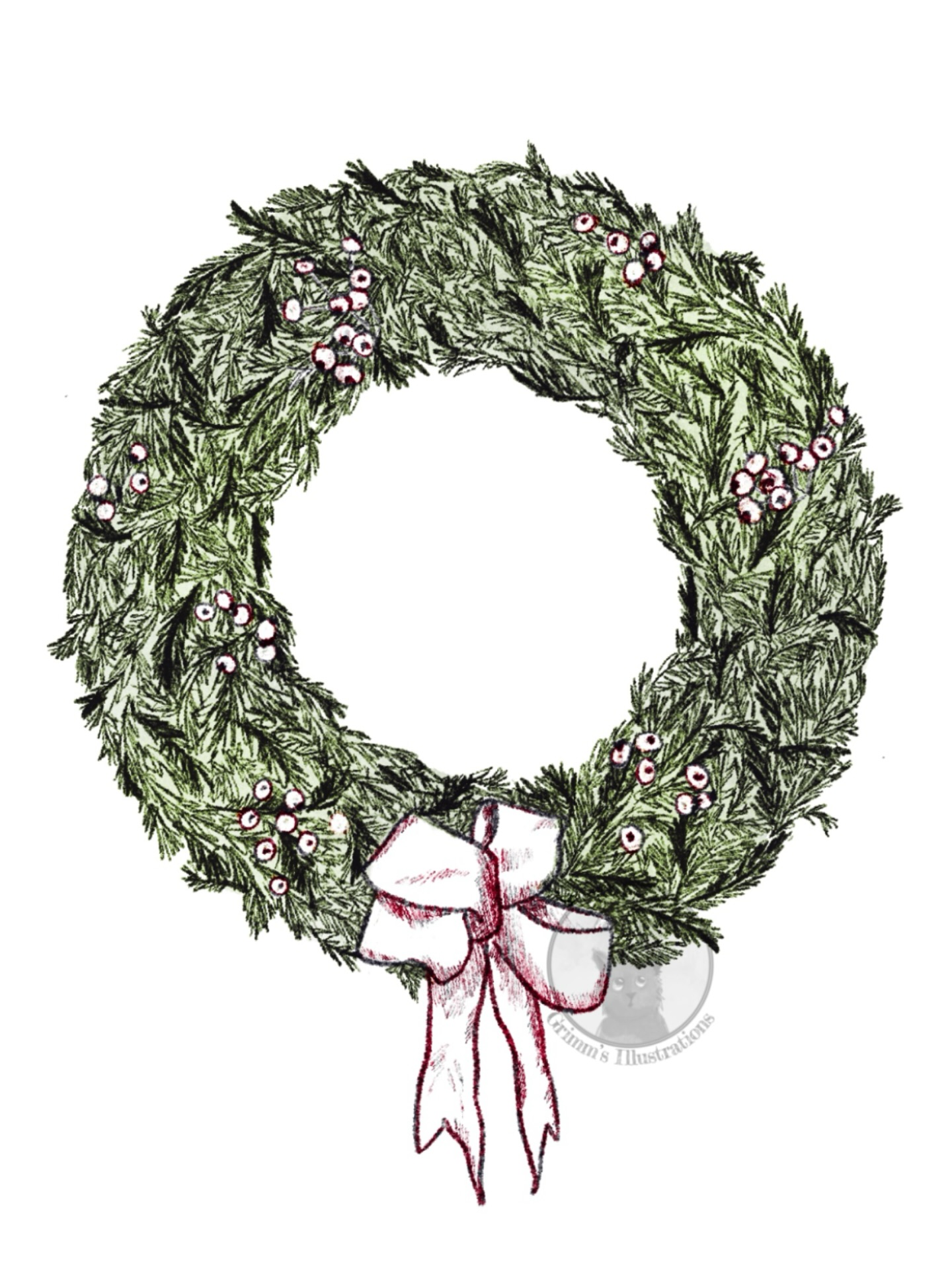 2 more weeks till Christmas!
The first Christmas wreaths are believed to have been used by Lutherans in Germany in the 16th century. The first recorded wreaths were decorative elements, often jewellery or diadems, used by the Etruscans, ancient Greeks, Romans, and other groups in southern Europe.
My favourite part of a wreath is the smell of pine! Sadly, this is the part I cannot include in my illustration. You'll have to find your own wreath to sniff!
#grimms_illustrations #illustration #bookart #kidlit #childrenbooks #christmas #christmasart