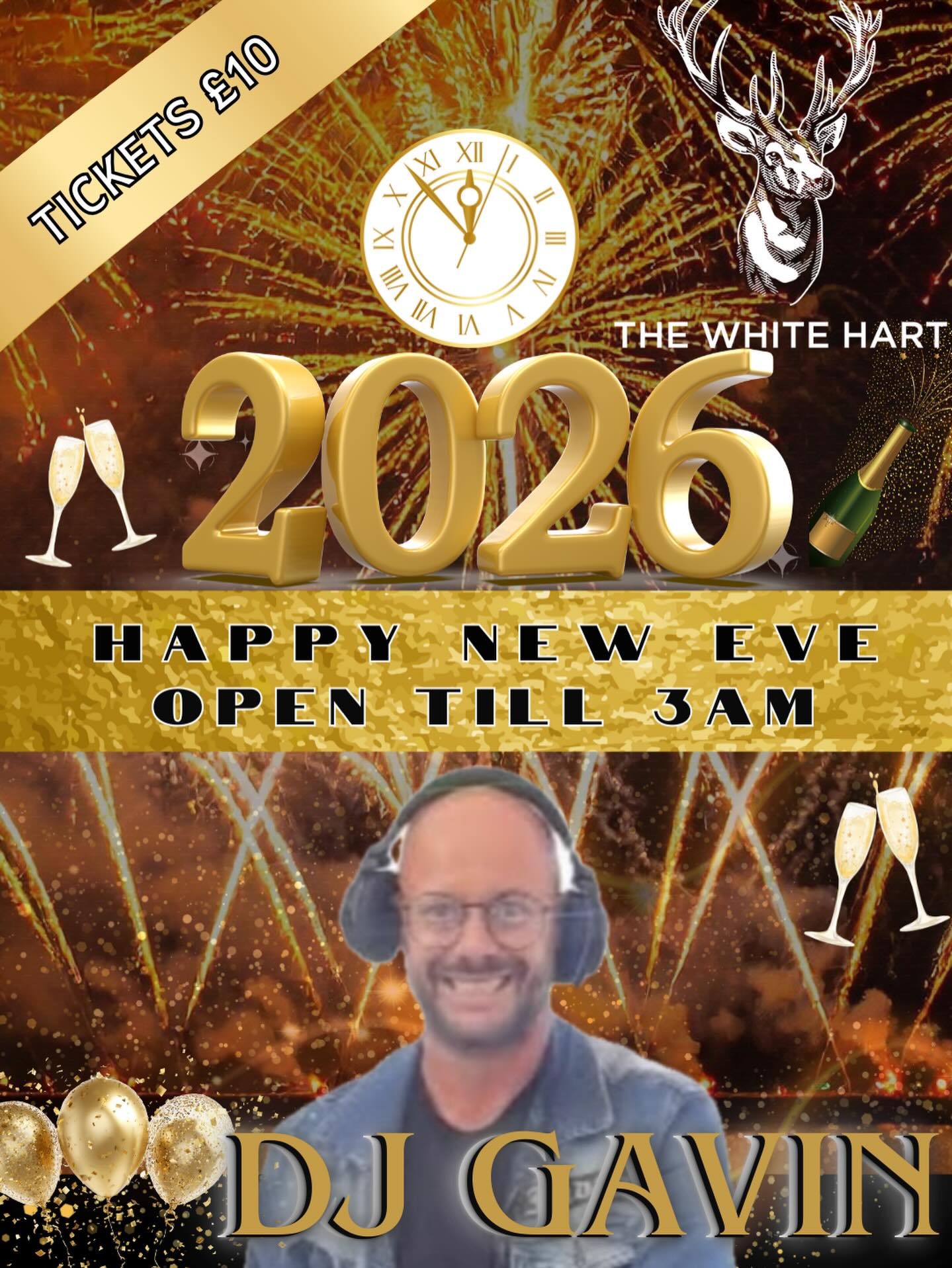 We’re open until 3am this New Year’s Eve!
Enjoy DJ Gavin from 8:30pm–2:30am.
Tickets are just £10, and only 300 will be sold at the bar — grab yours before they’re gone! #crawley #newyearseveparty #westsussex #gatwick