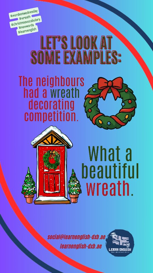 Welcome to #wordsonwednesday let's learn a #newword today's #festive word is.... #wreath Do you place a wreath on your door at #christmas ? #learnenglishwithme