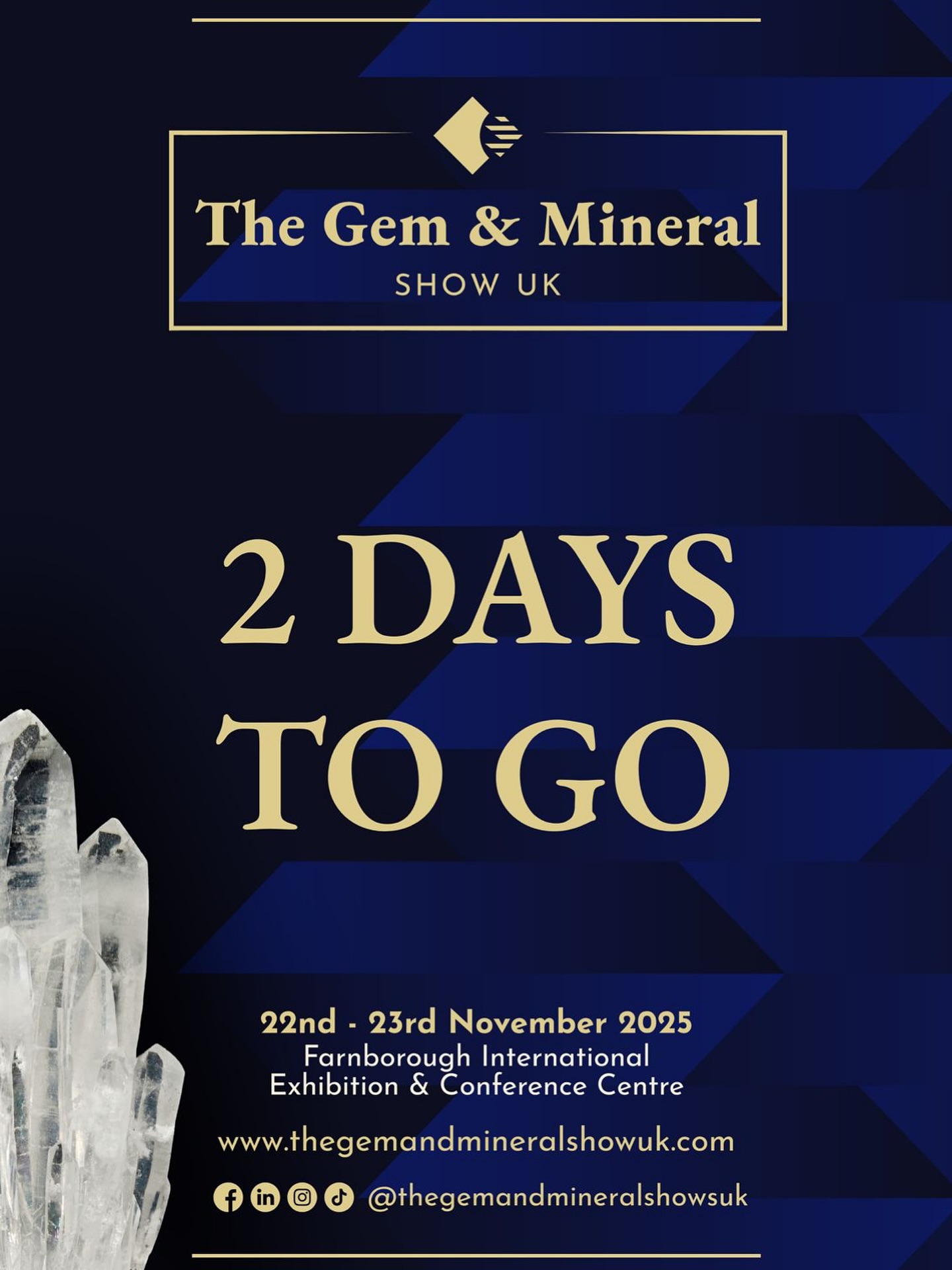 Just 2 DAYS TO GO! 🤯
We are counting down the final hours until The Gem & Mineral Show UK opens its doors at the Farnborough International Exhibition & Conference Centre!
Get ready for an extraordinary showcase of beautiful gems, rare minerals, and everything for the enthusiast. It’s the perfect weekend event!
📅 Event Dates: 22nd - 23rd November 2025
Whether you need to confirm opening times, double-check travel routes, or grab a last-minute ticket, all the essential info is in one place.
➡️ Tap the link in bio for full details and plan your visit!
#2daystogo #gemandmineralshowuk #farnborough #ukevents #gemstones #minerals #countdown #linkinbio