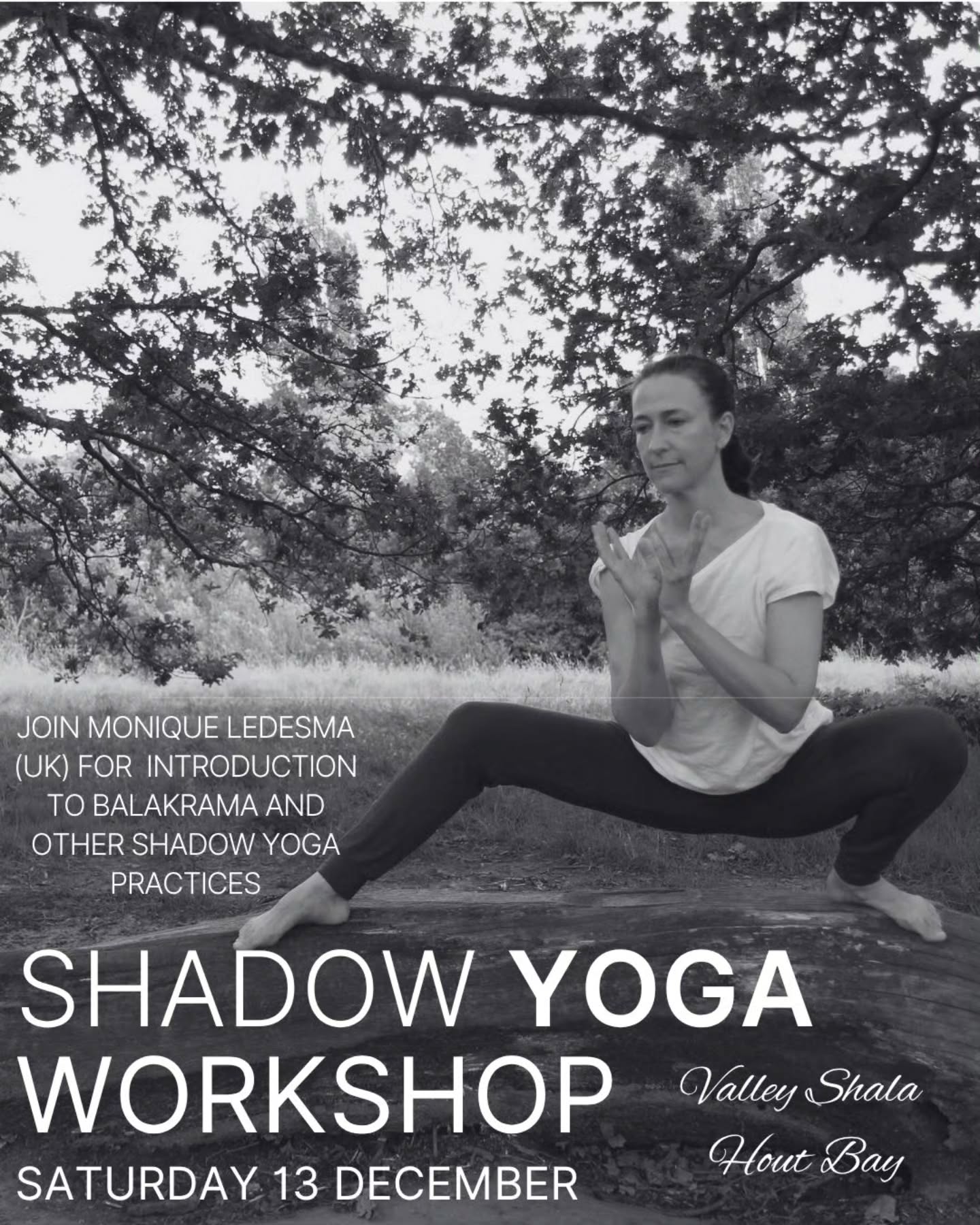 • S H A D O W Y O G A • 1 3 December • 9am •
Join Monique Ledesma as she guides us through the Balakrama ~ a invigorating sequence which develops fluid strength, physical and mental resilience, powerful agni and apana vayu.
This workshop style class will include pelvic floor awakening practices and other deeper internal work from the Shadow Yoga school.
Come and explore the mystical and magical world of Shadow Yoga. See the event page for more information about Monique, or visit her Instagram page @monique_ledesma_yoga
The ticket link is in our bio. Tickets R800 via quicket.
This workshop has limited spaces so please book soon to secure a spot. Tea and snacks will be provided by us at Valley Shala.
Some yoga experience is required for this workshop. Should you have any questions please DM us or Monique.
Adesh!
🕉