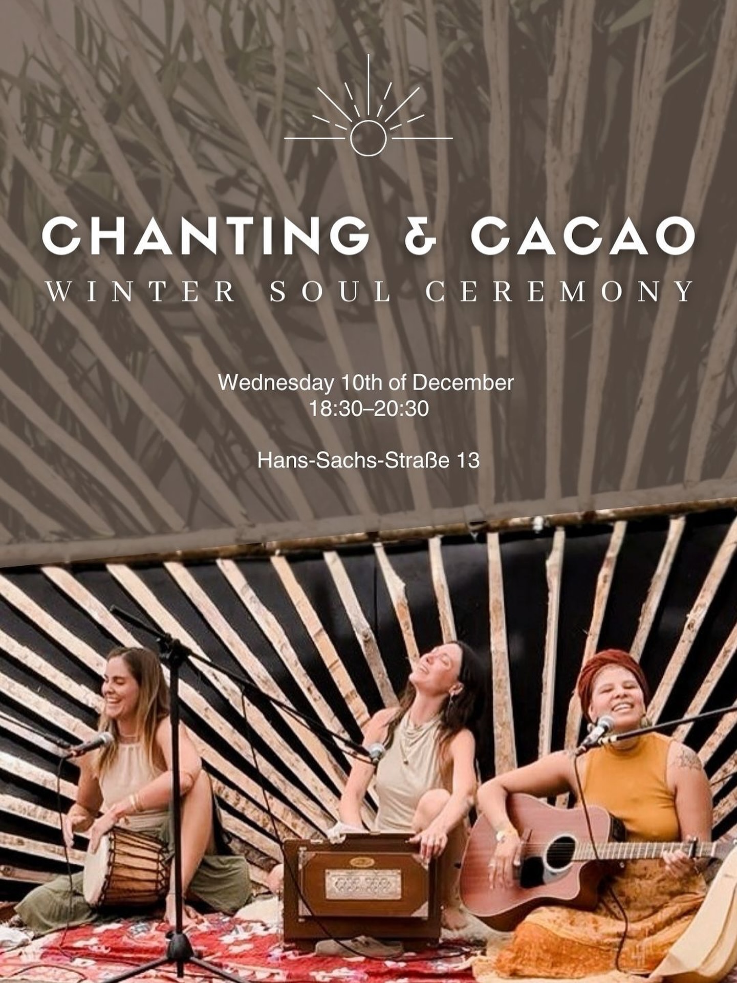 ✨Winter Soul Ceremony✨
December 10th | 18:30–20:30
Join us for a warm and heart-opening Winter Soul Ceremony, an evening woven with ceremonial cacao, chanting, and deep connection.
We begin by sharing rich, warming cacao, inviting clarity, softness, and a gentle awakening of the heart. As the cacao’s energy flows through us, we move into a vibrant chanting circle where voices intertwine, creating a field of resonance, joy, and grounded presence.
No singing experience is needed, only your breath, your voice, and your authentic self.
In the midst of winter’s stillness, let us gather, sing, and reconnect to warmth inside and around us.
We can’t wait to share this magical evening with you. ❄️✨
✨ Sign-up via link in the Bio or DM
✨ Hans-Sachs-Straße 13, Munich
Tina, Kathi & Mayu ❤️🔥
#singingcircle #cacaomedicine #chanting #cacaoceremony #heartopening #cacaolove #kakaozeremonie #singkreis