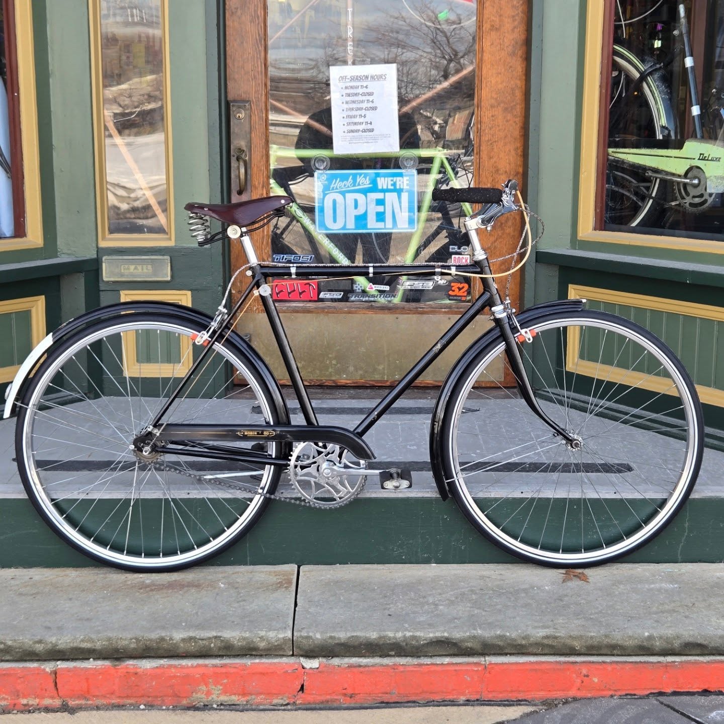 Recently buttoned up an impressive and satisfying restoration for @brianbholleran This is a 1966 Robin Hood branded bicycle built by The Raleigh Co. of Nottingham England. It came to us in pieces, showing every bit of it's 60 years of use. With the exception of a complete wheel re-lacing, every component and nut and bolt was given full attention. A total overhaul of all bearing surfaces, hubs, and brake system. The Sturmey Archer 3 speed hub was overhauled to work smoothly again. The frame was polished, buffed and waxed to a very nice shine along with some touch-up paint to protect the frame while still preserving the patina and original finish. In addition to the outer finish, the interior of this frame and fork was treated with internal rust protection and prevention to ensure it is protected for life. We used a number of upgraded accents to make this project unique, and also enhance the riding experience in it's next life. These include the beautiful Brooks B66 saddle, plush cork grips, upgraded tires and brake pads, and some super classy braided cable housing to tie it all together.
.
.
Attention to detail jobs like these are highly labor intensive and time consuming. But, like the saying goes, they just don't make em like this anymore. In the long run its worth every penny, skinned knuckle and broken spoke. I am very grateful to be trusted with the task, and I look forward to caring for it in the future.
.
.
If you have a bike that you'd like to bring back to life, this is the time of year to make it happen. Projects like this just aren't possible during the busy season due to the time and attention required. Stop on by or send me an email. We can have a conversation and get the ball rolling on your bikes next life.
.
.
#bicyclerestoration