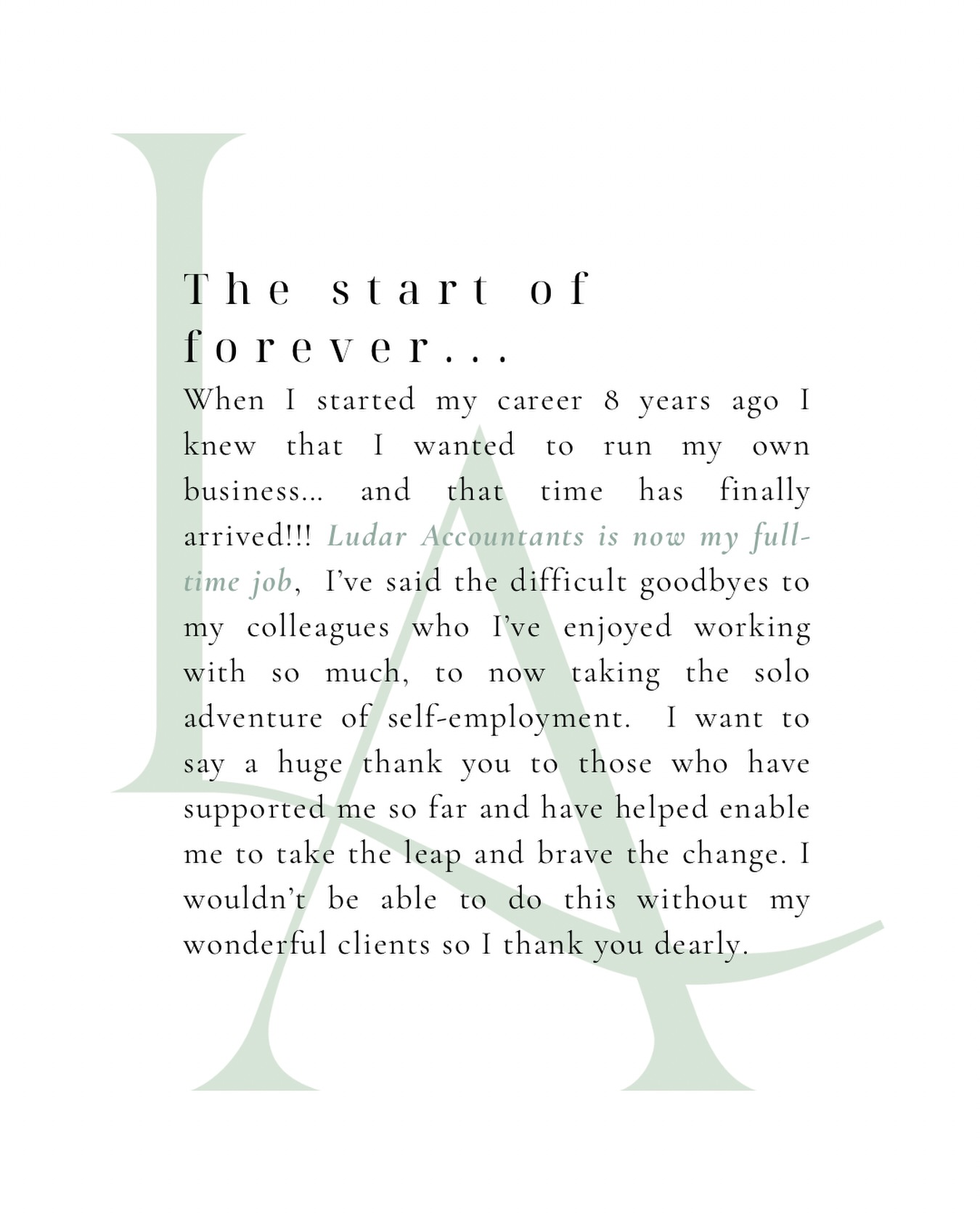 Day one of full-time self-employment complete!!
Feeling very lucky to now get to run my own business full-time, I couldn’t do it without my lovely clients🤍