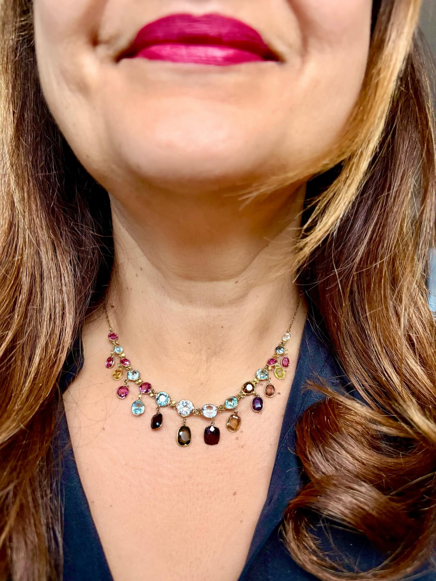 Harlequin Multi Gemstone Necklace available at www.heirloomjewells.com