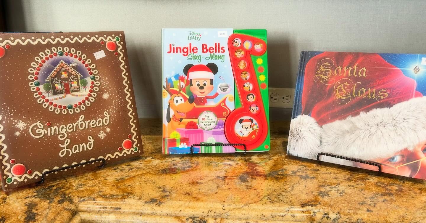 The children’s corner of the bookstore has gift quality Christmas books out for sale. Special ones are behind the checkout counter and there are some on the blue cart outside the door. Hurry and come by, these will go fast. #friendsofthecamarillolibrary #books #read