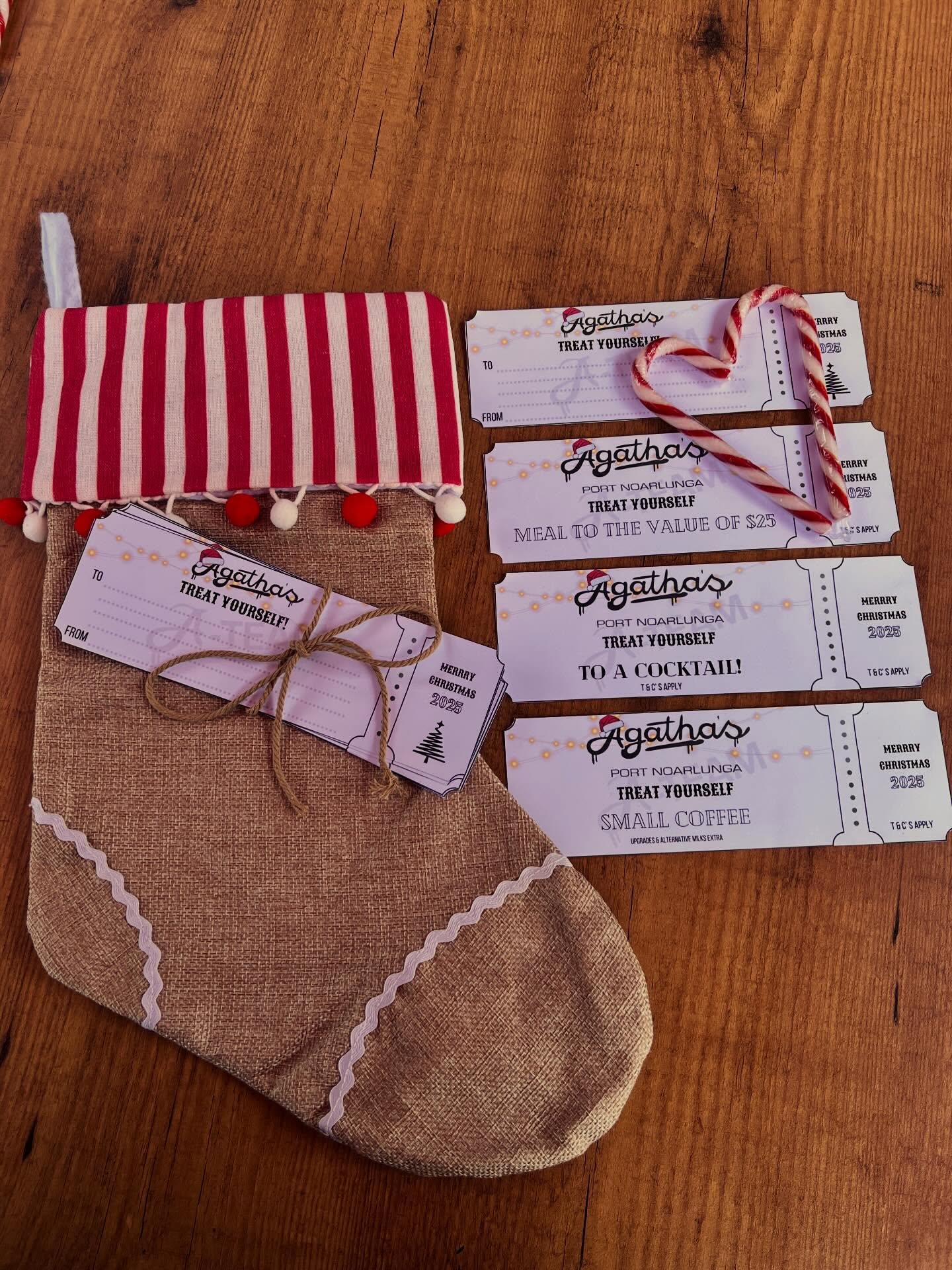 What do you get your favourite teacher?
Homemade chocolates? Cute, but no. A candle? They’ve already got ten. A mug? Boring! A voucher booklet for Agatha’s? Now we’re talking.
Perfect for teachers, employees, secret Santas—basically anyone you need to impress without looking like you tried too hard. We got you!
$30 for a voucher booklet will get you almost $50 value.
Only available for purchase in store. Please let us know in advanced if you need a bulk purchase.
**Limits apply**
**Conditions apply**