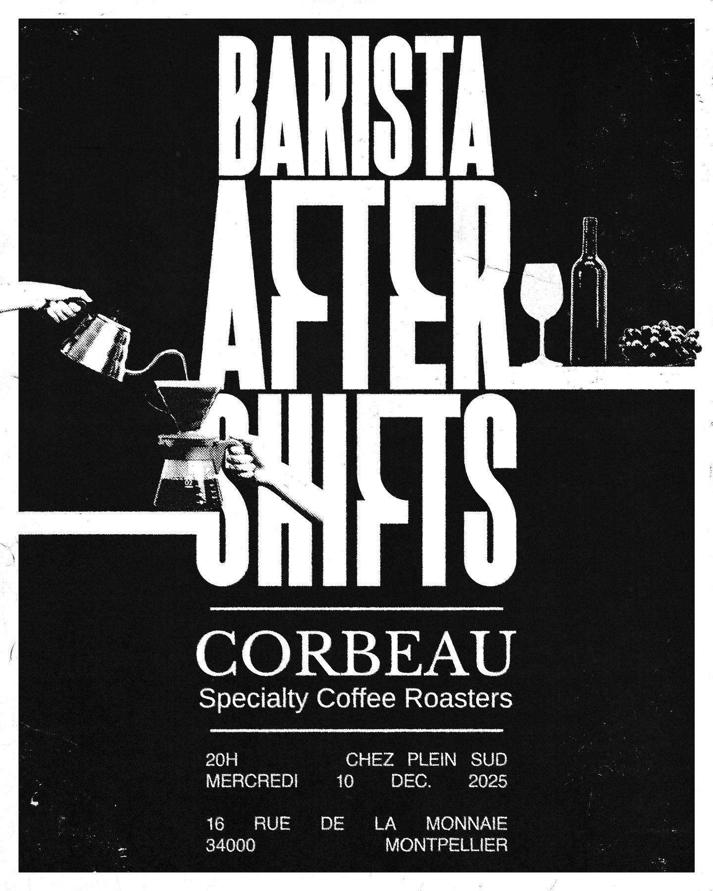 Premier Barista After Shifts chez Plein Sud le 10 décembre à partir de 20h !
C’est l’occasion de se retrouver autour d’un verre et mieux connaitre ceux qui partagent notre passion à Montpellier ☕️
#coffeeshopmontpellier #specialtycoffeeroaster #aftershifts #barista