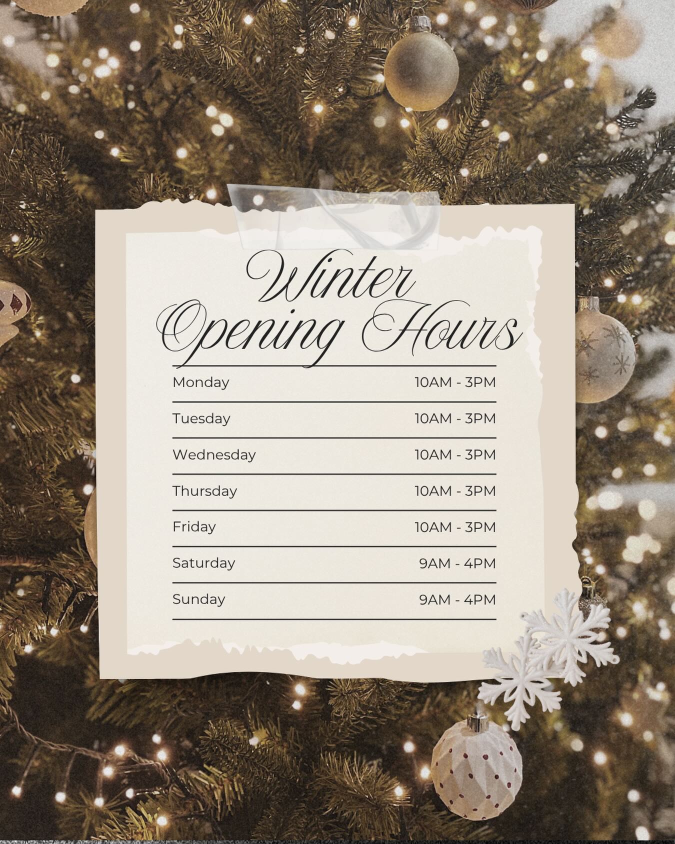 ✨ Winter Hours Update! ✨
As the festive season continues, we’re making a small adjustment to our opening times:
📅 From this Weekend
🕘 9AM – 4PM
📆 Starting Next Monday
🕙 Weekdays: 10AM – 3PM
🎄 Weekends: 9AM – 4PM
Thank you for your continued support, stay cosy and enjoy the season with us! ❄️✨
Specials to enjoy this weekend:
- Stuffed Portobello Mushrooms, filled with garlic cream cheese and cheddar & chive
- Homemade Pear & Blackberry Crumble
- Fruit Cake
- Loaded Waffles with Oreo or Smartie Crumb & Chocolate or Vanilla Ice Cream
We can’t wait to welcome you all!