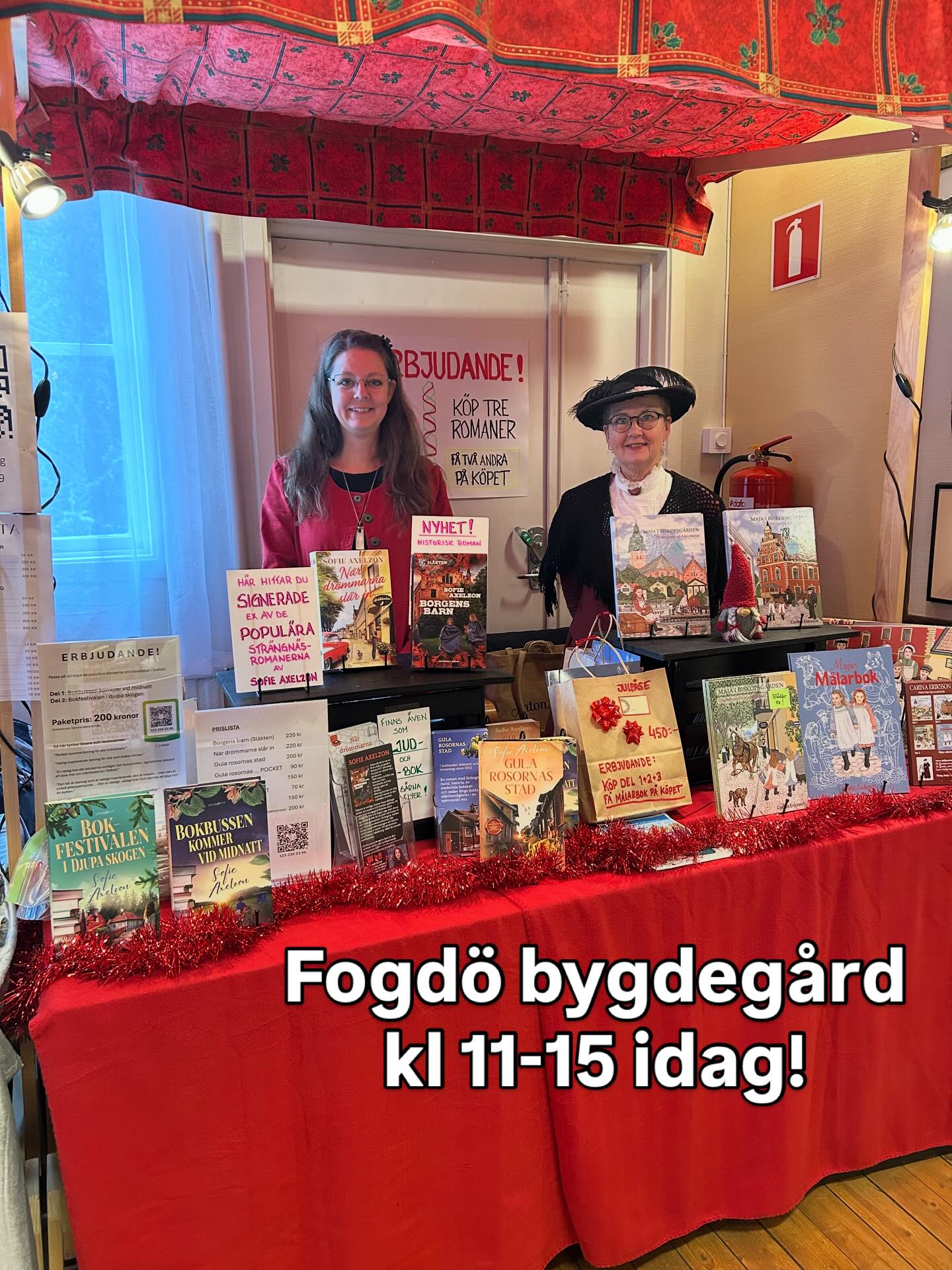 Idag är det julmarknad i Fogdö bygdegård, mellan Strängnäs och Eskilstuna.
Här hittar du oss mellan kl 11 och 15.
Böcker är perfekt att lägga under granen och vi har fina julerbjudanden! (Se tidigare klipp!) 🎁🎄🎅🏼
#fogdöbygdegård #köpenbok #julklappstips #julmarknad #julerbjudande #snartjuligen #gularosornasstad #närdrömmarnaslårin #bokseriensläkten #majaibiskopsgården #historiskroman #historiskbarnbok #målarbok #borgensbarn