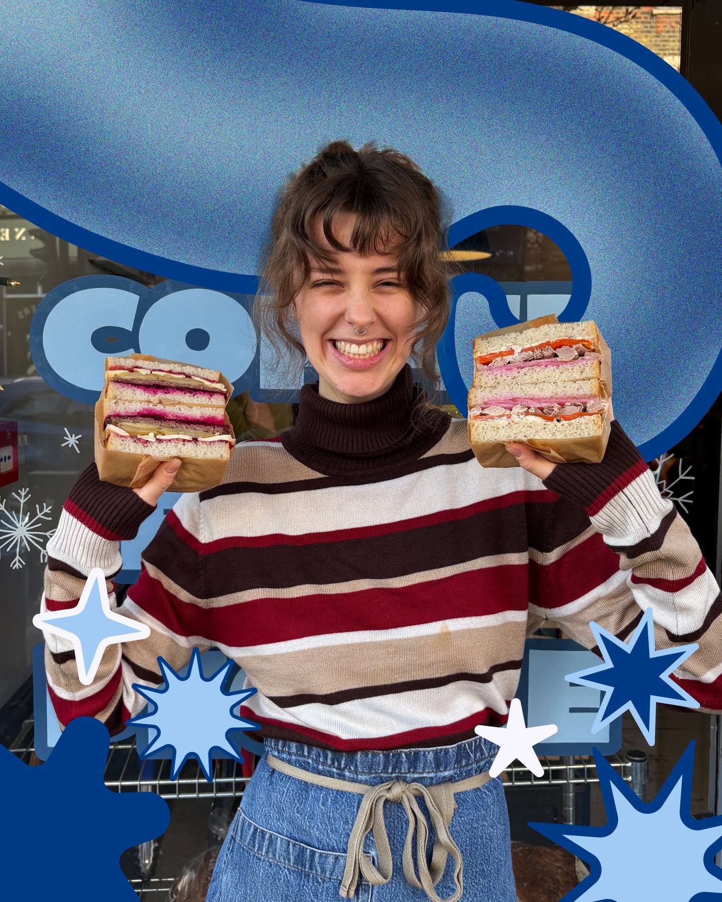 ‘TIS THE SEASON FOR XMAS SANDWICHES‼️❤️ All details belowww👇
GOBBLE IT UP
confit turkey, beet pickled apples, anise butter carrots, mustard mayo
REINDEER FUEL
mushroom and walnut pate, brie, confit hispi cabbage, pickled beetroot, cranberry sauce
come enjoy ✨✨✨