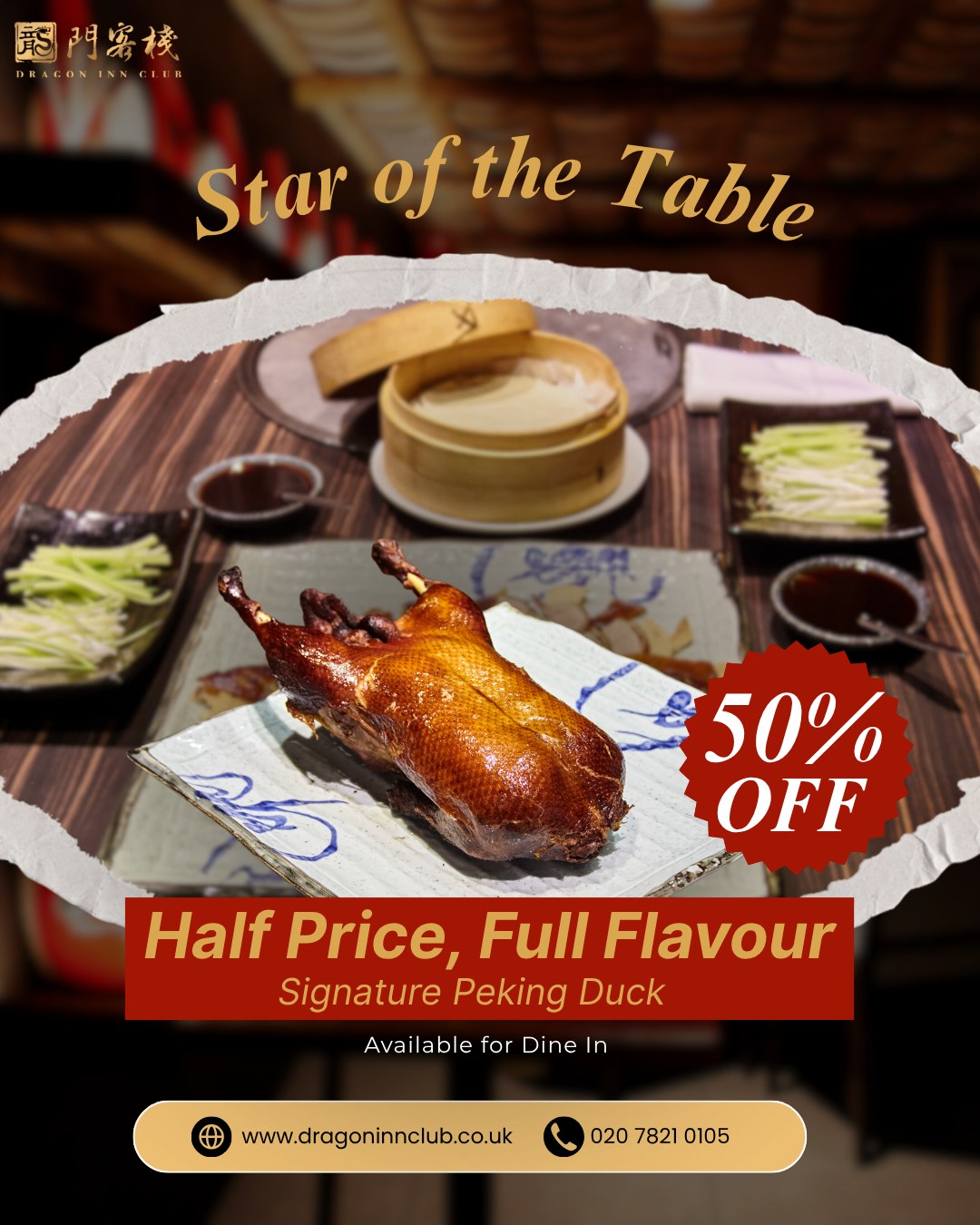 Our Signature Peking Duck just got even better — enjoy 50% off when you dine in. It’s the perfect excuse to gather your friends, sip some tea, and share plates of pure indulgence.
Each piece is cooked to perfection, combining crunch and succulence in every bite. This is the moment to feast without compromise.
#Dragoninclub #Sichuan #Sichuanhotpot #dimsum #london #pimilco #londonvictoria #buckinghampalace #chelsea #theatres