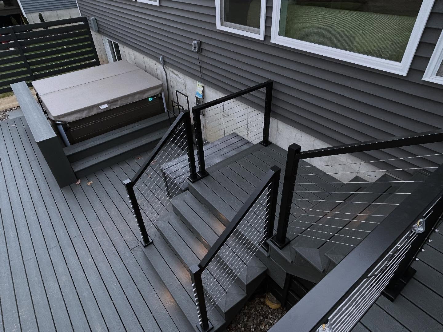 ✨ Latest Project Reveal! ✨
This backyard just leveled ALL the way up. ⬆️⬆️
We wrapped up a full outdoor transformation featuring:
• Two-tier composite deck for seamless flow from the house to the yard
• Modern black cable railing for a clean, open sightline
• Under-deck gutter system to keep the lower level dry all year
• Poured concrete foundation + enclosed storage area
• Custom hot tub surround + step system for easy access and a built-in look
• Lower patio + lounge zone ready for summer parties & everything in between
• Integrated lighting for a warm, modern nighttime vibe
From structure ➝ finish work ➝ layout, every detail was designed to maximize usable space and deliver a backyard that actually works for the way you live.
🔥 Another one for the books.
If you’re ready to turn your yard into your favorite “room” of the house… we’re ready.
#LLSDesignAndBuild #CustomDeck #OutdoorLiving #BackyardDesign #CompositeDecking #CableRailing #HardscapeDesign #PatioSeason #HotTubLife #UnderDeckStorage #SaratogaBuilder #UpstateNYHomes #BeforeAndAfter #exteriordesign #trex #belgardpavers