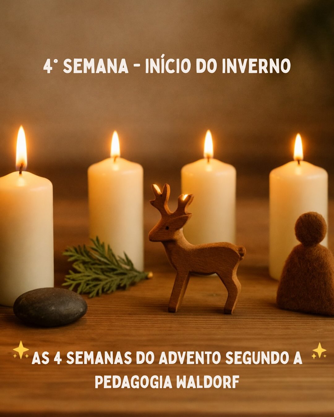 O Advento culmina no Reino Humano.
Quando a natureza silencia e o inverno começa,
a luz aprende um novo lugar para nascer: dentro de nós.
Esta semana é sobre intenção, vontade e amor consciente.
Sobre a luz que tu escolhes trazer ao mundo.
Que o Natal seja feito de pequenos gestos e muito coração.💛
Festas Felizes a todos!
Sara&Felipa e toda a equipa EducaSão 💛✨