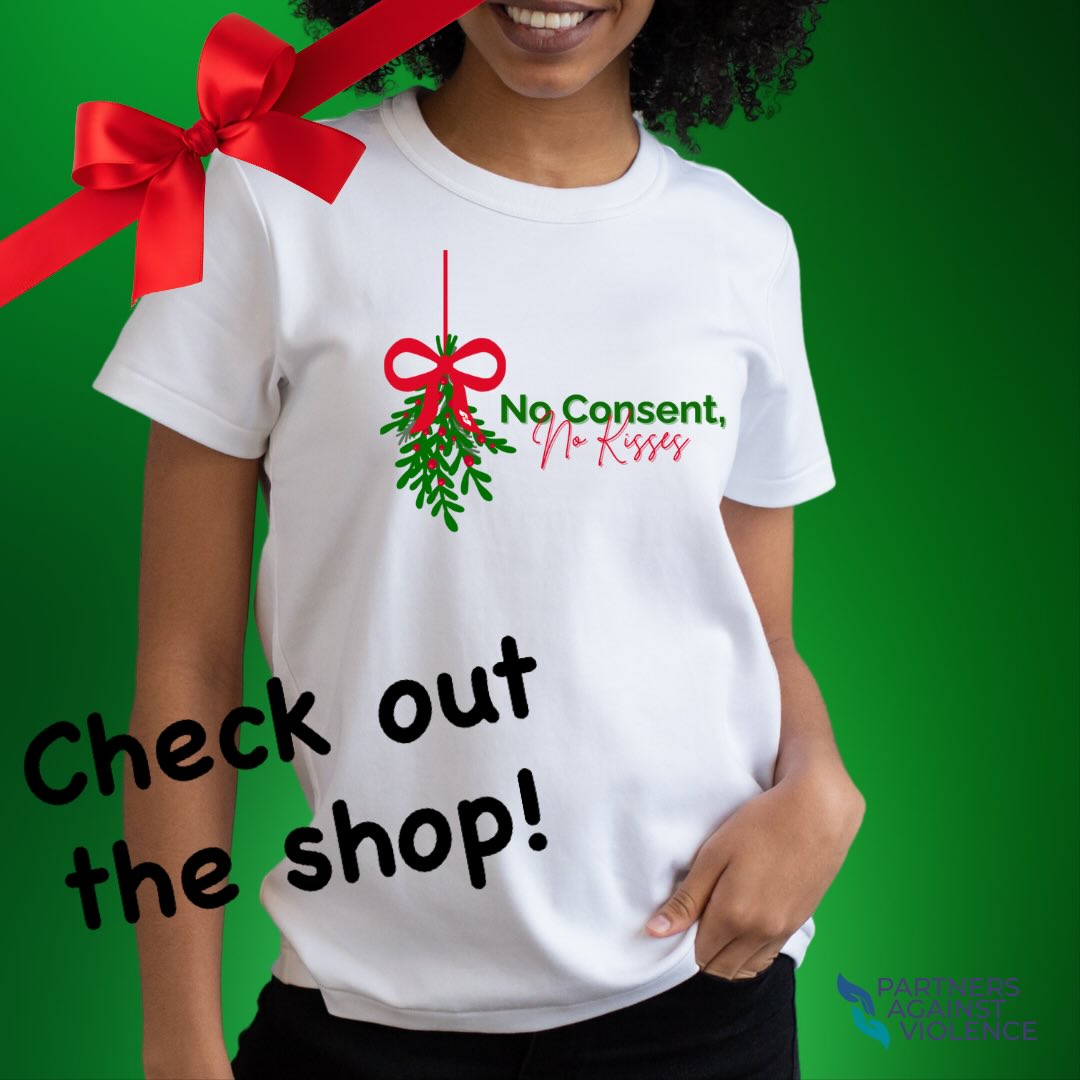 The shop has new items! A limited edition Holiday Shirt, 2 SAAMie’s shirt contest shirts, 2 SAAMie’s contest stickers, and a handcrafted SAAMie keychain. Get yours while supplies last!
www.partnersagainstviolence.org/category/all-products
#noconsentnokisses #mistletoe #saam @nsvrc @endrapeoncampus @_valorus @peaceovrviolnce @savswaymakersoc @waymakersoc @callnora_ie @acalltomen 👚 credit: @teaseshirtscrafted