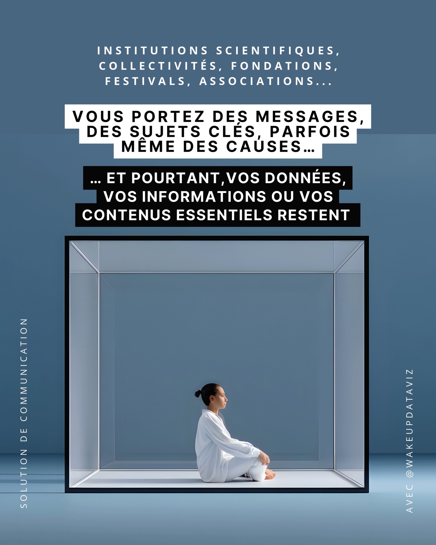 Vos donnĂ©es đ” vos contenus đą vos sujets clĂ©s đĄ restent invisibles.
Et pourtant, ils sont essentiels, passionnants, incroyables, géniaux, ...
Quel gĂąchis (en tout cas en France).
Câest exactement le constat que jâentends le plus souvent đđŒ
đŁïž... âMarthe, notre travail sur les donnĂ©es est solide et prĂ©cieux, mais personne ne le voit.â
đŁïž... âNotre sujet est stratĂ©gique, mais il manque de clartĂ©.â
đŁïž... âOn veut dĂ©fendre une cause, mais le message ne passe pas.â
đŁïž... âNous portons le numĂ©rique, mais il manque une dimension artistique.â
Mon travail ? đđŒ
Donner une forme forte, claire et premium
à ce que vous faites déjà trÚs bien.
Comment ? đđŒ
En créant des formats exceptionnels
đž Expositions data Ă art
đž Installations visuelles
đž Formats visuels premium et sur mesure
đž Supports de communication haut de gamme
đž Campagnes visuelles
đž Contenus hybrides (data / art / science)
Toujours avec un niveau de direction artistique exigeant.
Parce je suis persuadée que vos sujets, expertises, objectifs méritent
â« mieux que des graphiques fades et impersonnels
⫠mieux que des rapports oubliés dans un dossier
â« mieux que des slides techniques jamais relues
đ Vos sujets mĂ©ritent une forme Ă la hauteur de leur importance.
Ainsi si vous portez :
⹠des données scientifiques à valoriser
⹠un sujet numérique à rendre compréhensible
⹠une cause à défendre
⹠un événement à sublimer
â Vous ĂȘtes au bon endroit.
(Câest ce que mâont dĂ©jĂ confiĂ© lâINSEP, lâInstitut Paris RĂ©gion, la DGFIP, le Web2DayâŠ)
đ© Je conçois, produis et dirige artistiquement vos projets.
On en parle avec plaisir âïž wakeupdataviz@gmail.com
Disponible pour toute demande d'information.