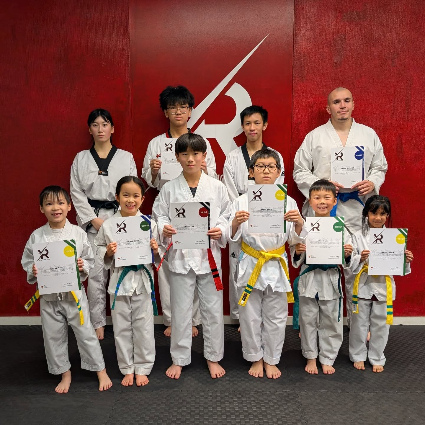 Congratulations to the students who took part in the November promotion test and earned their new belts and stripes! Special congratulations to Jayden Yen for earning his 1st Degree Poom Belt
.
.
.
#vectortrainingcentre #uniforms #martialarts #taekwondo #bctaekwondofederation #tkdcanada #athlete #fitness #vancouver #classes #colourbelt #blackbelt #kick #poomsae #kyorugi #selfdefense #promotiontest #belttest