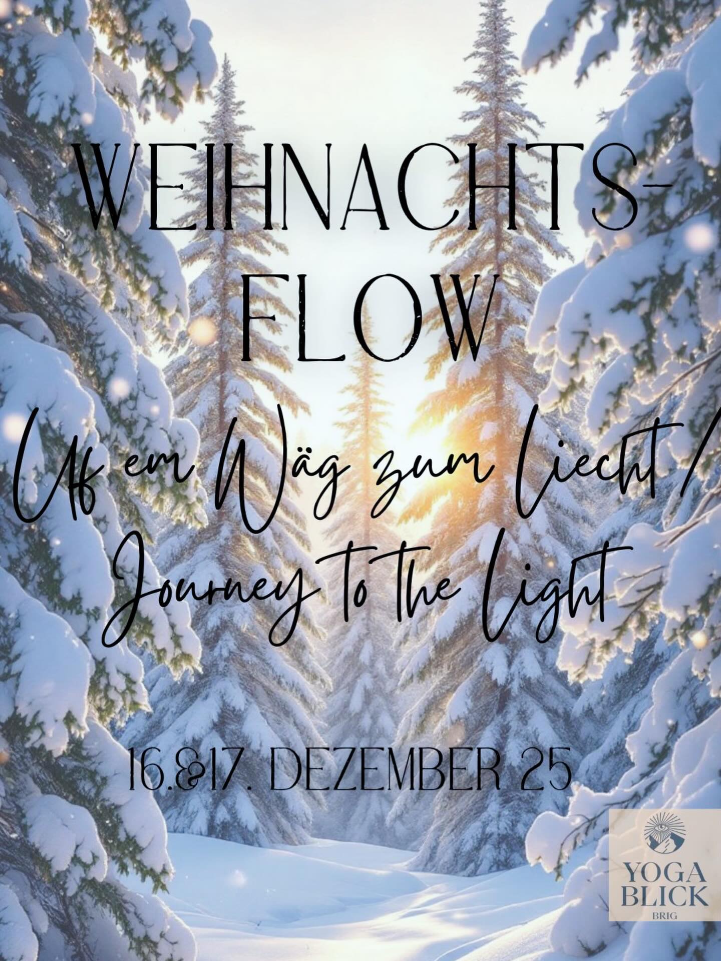 🌟 X-MAS Vinyasa Special 🌟 Journey to the Light 🌟
In dieser besonderen Stunde erzählen wir die Weihnachtsgeschichte auf eine sinnbildliche Art, als Weg von der Dunkelheit zum Licht.
Wir bewegen uns durch eine winterliche Vinyasa-Reise, durch Sterne, Hirten, Könige und die stille Nacht und lassen uns vom Mantra “Asato Ma Sad Gamaya” begleiten:
Führe mich vom Schein zum Sein.
Führe mich aus der Dunkelheit ins Licht.
Führe mich von der Schwere ins Leben.
🕯 X-MAS Vinyasa Special - Journey to the Light, mit anschl. Apéro
Dienstag, 16. Dezember, 19:00 Uhr (ausgebucht)
Mittwoch, 17. Dezember, 18:00 Uhr (noch wenige freie Matten)
Ich freue mich sehr auf euch 🌟
#YogaBlick #VinyasaYoga #XmasYoga #WinterYoga #Brig #YogaWallis #LichtImWinter #YogaCommunity #AsatoMaSadGamaya