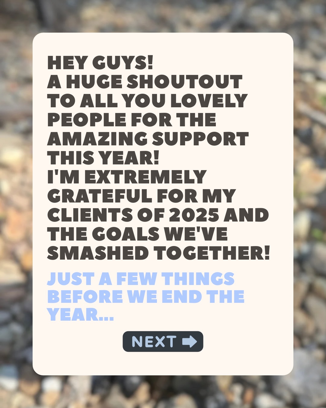 2026 Announcements 🎉
A huge thank you to everyone who has supported me on this wild journey of becoming a small business owner. I’ve learned so much this year and still have plenty to improve on (communication and work–life balance… yes of course I’m calling myself out 🙃). But I’m genuinely excited to grow and do even better in 2026.
Just as you’re all learning how to understand your dogs more deeply, I’m learning how to become a stronger, more organised, more present business owner. I absolutely love working with every single one of you and your dogs, I couldn’t ask for a better community. Sharing your pups’ progress, celebrating their wins, and being part of their adventures is honestly the highlight of my life.
I am forever grateful that this is my job. I will never stop striving to improve so I can give you and your dogs the absolute best, because you all truly deserve the world. ✨🤍