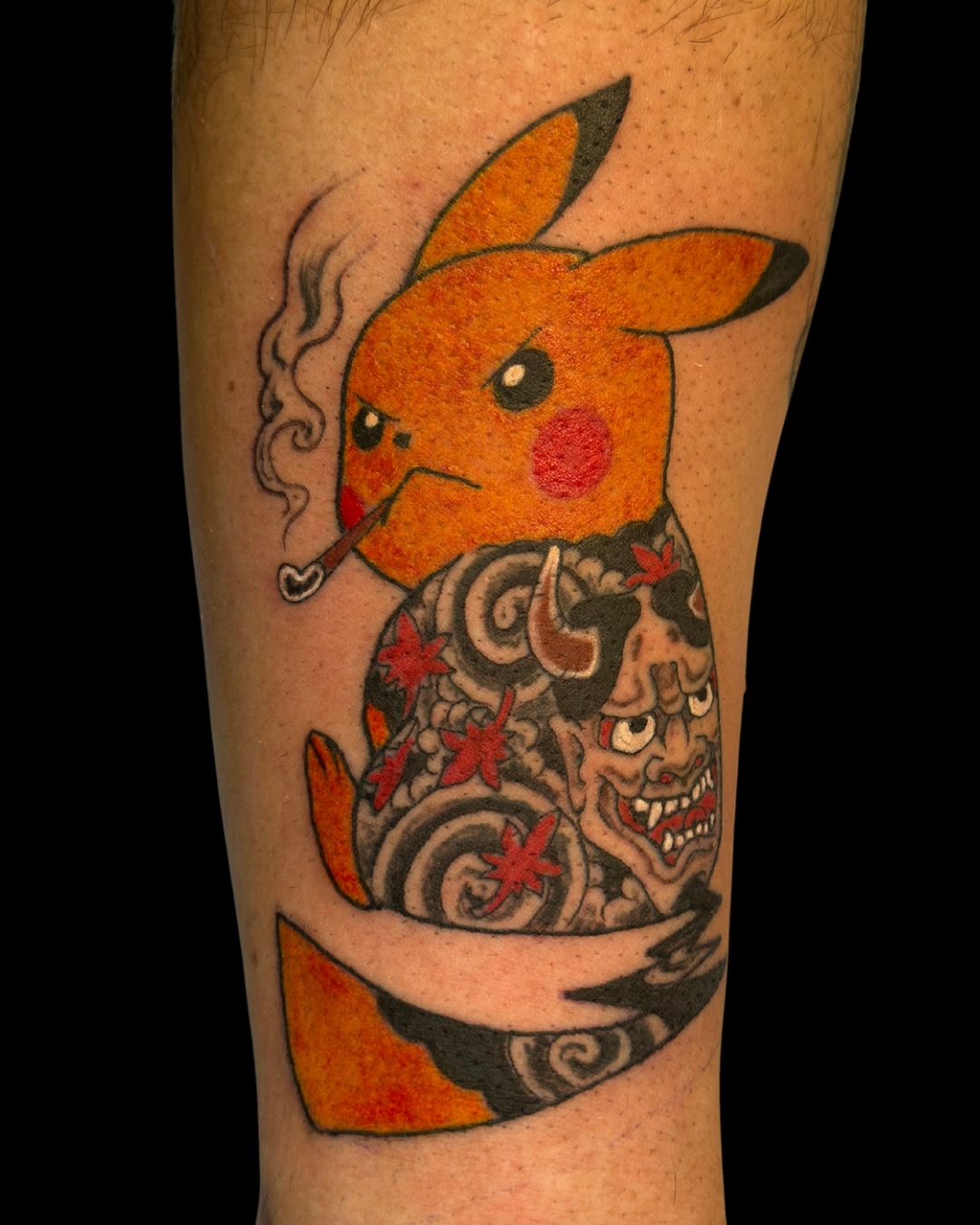 yakuza pikachu by @dave_lopez_tattoo