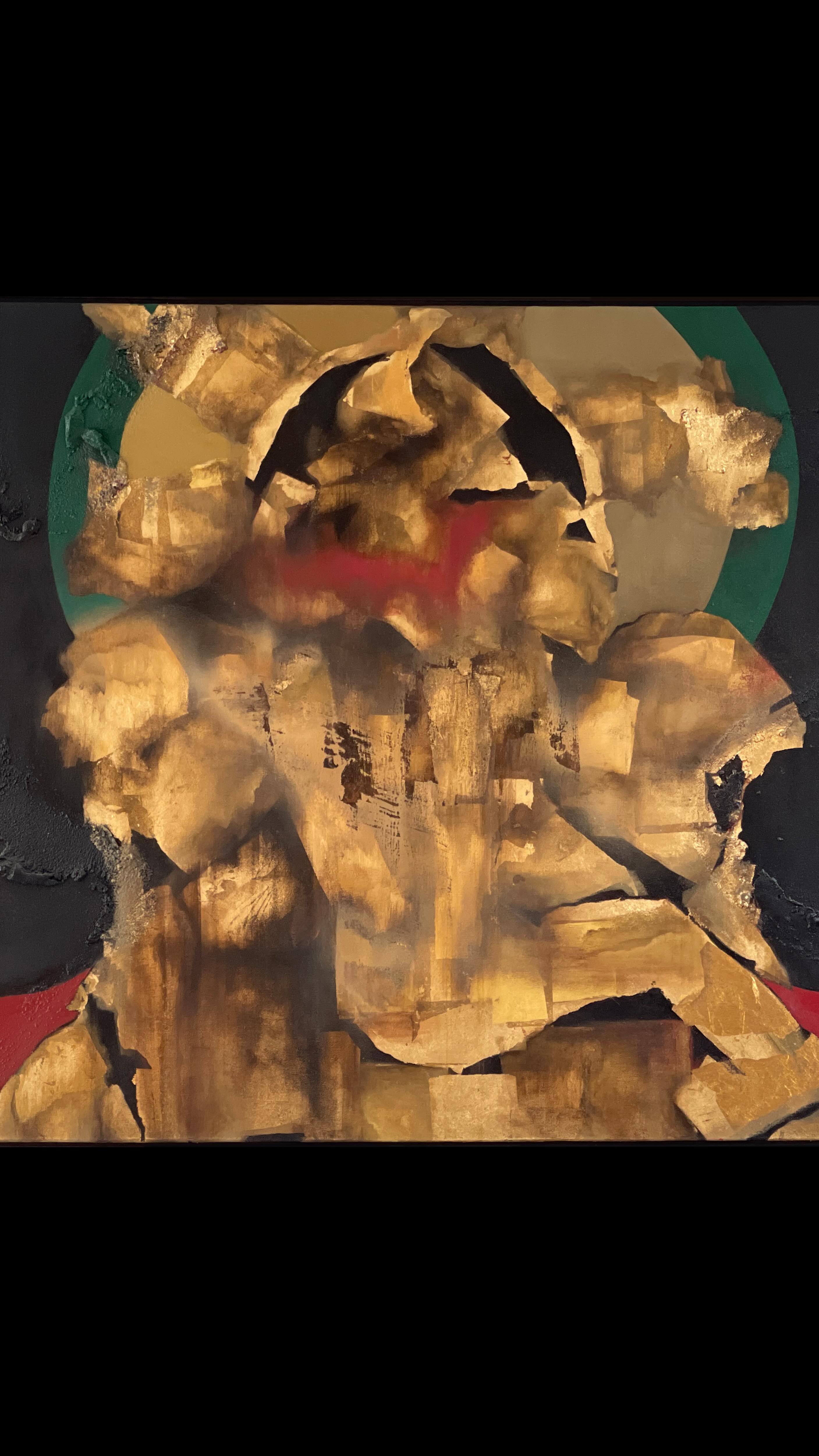 Ganesh XIX is a convergence of abstraction and divinity—echoing creation & dissolution hinting at cycles of contemplation in a state of becoming and being, which are central to spiritual thought.
Title : Ganesh XIX
Medium : Pigment, sand, 24C genuine gold leaf and acrylic on canvas.
Size : With frame 60*42 inches.
Year : 2022.
#theartandworldoflaila #contemporaryart #lailakhangallery #artwork #artgallery