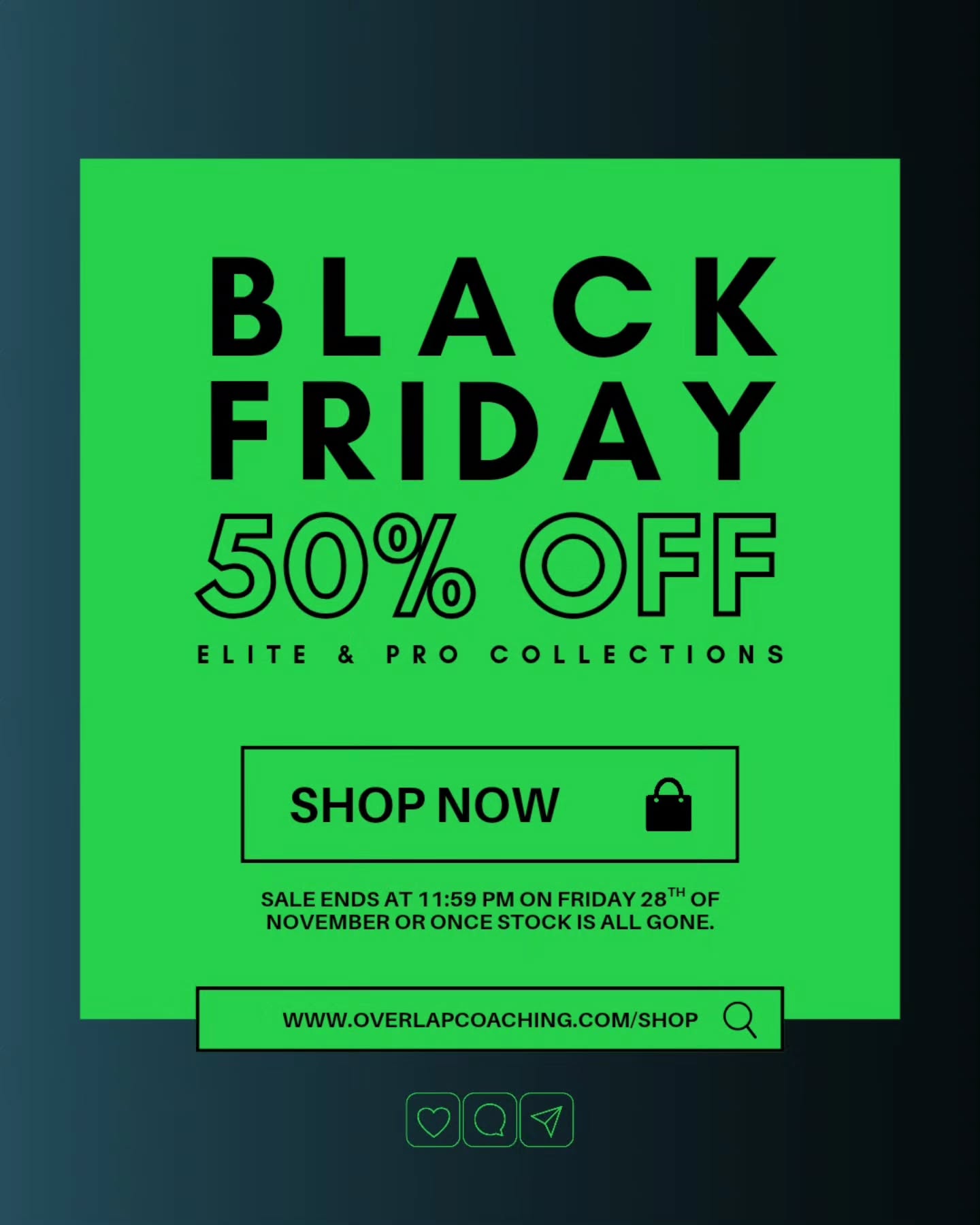 BLACK FRIDAY IS HERE ⚡️
50% OFF our Elite & Pro Collections — no codes, no hoops, just massive savings on your favourite OVERLAP gear.
Stock is limited and once it’s gone, it’s gone.
Sale ends 11:59pm Friday 28 November… don’t wait.
Hit the link and level up your kit 👉 www.overlapcoaching.com/shop 🛒
#OVERLAP #BlackFriday #RunInStyle #RunTasmania #Shop