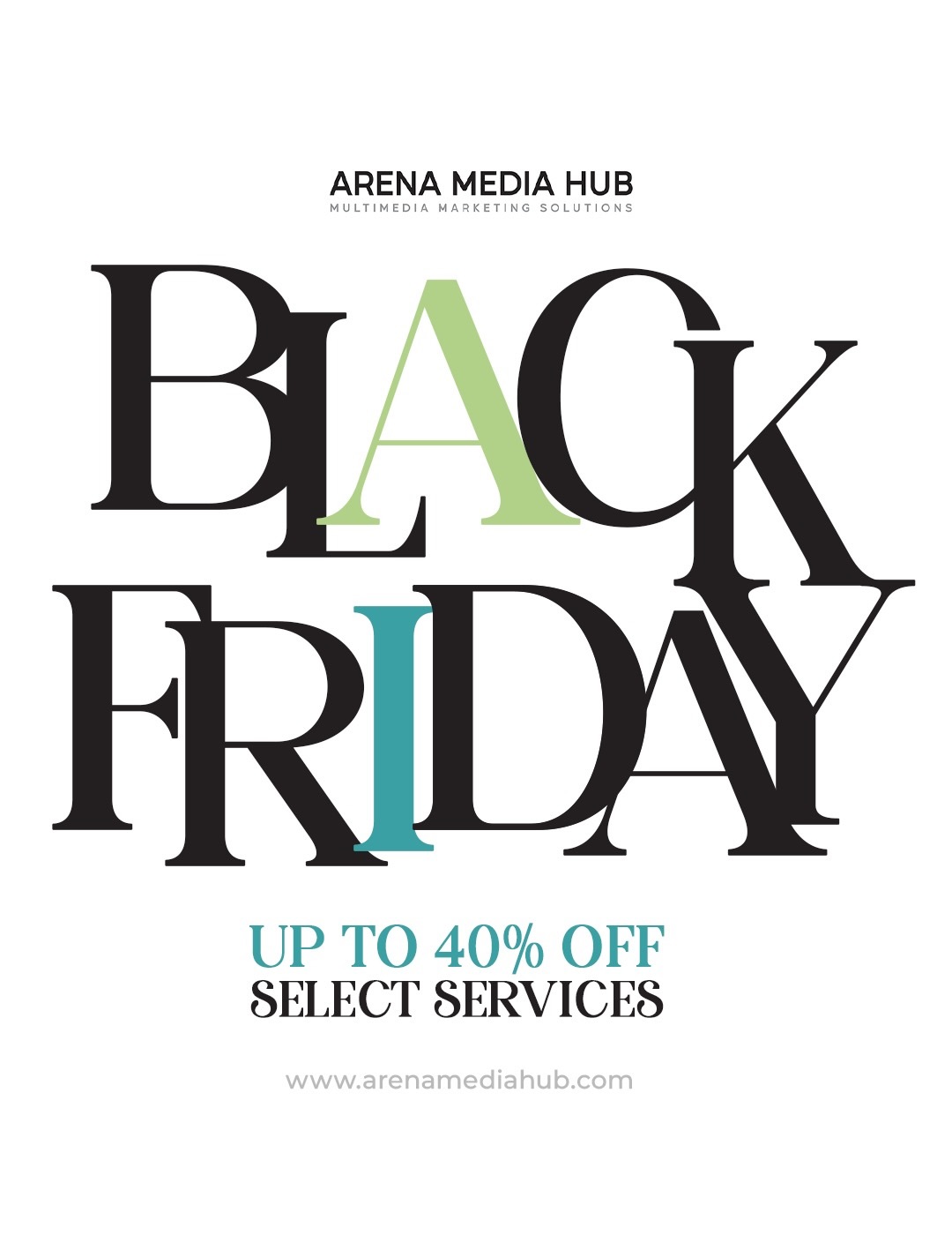 Black Friday is here 🖤 and we’re making marketing easier (and more affordable) than ever 😎
Take advantage of our limited-time offers to boost your business:
🔥 40% OFF Social Media Management
✨ 30% OFF Branding & Rebranding Services
🛍️ 20% OFF Custom E-Commerce & Website Design
📣 15% OFF Digital Advertising / Ads Management
💬 10% OFF Email & SMS Marketing
📇 Buy 2, Get 1 FREE Premium Business Cards (custom design included)
We are Arena Media Hub, a creative + advertising agency proudly serving clients nationwide. We’re 100% remote, which means flexible communication, stress-free onboarding, and fully customized marketing built around your business, no matter where you are.
Marketing made easy.
Budget-smart.
Small-business friendly.
Let’s bring your brand to life and help your business grow.
Send us a DM, request a quote, or visit www.arenamediahub.com for more information 🤍
*Terms and conditions apply. Offers valid on new projects booked by December 2, 2025. Discounted rates stay locked in as long as services remain active. Not combinable with other promos.