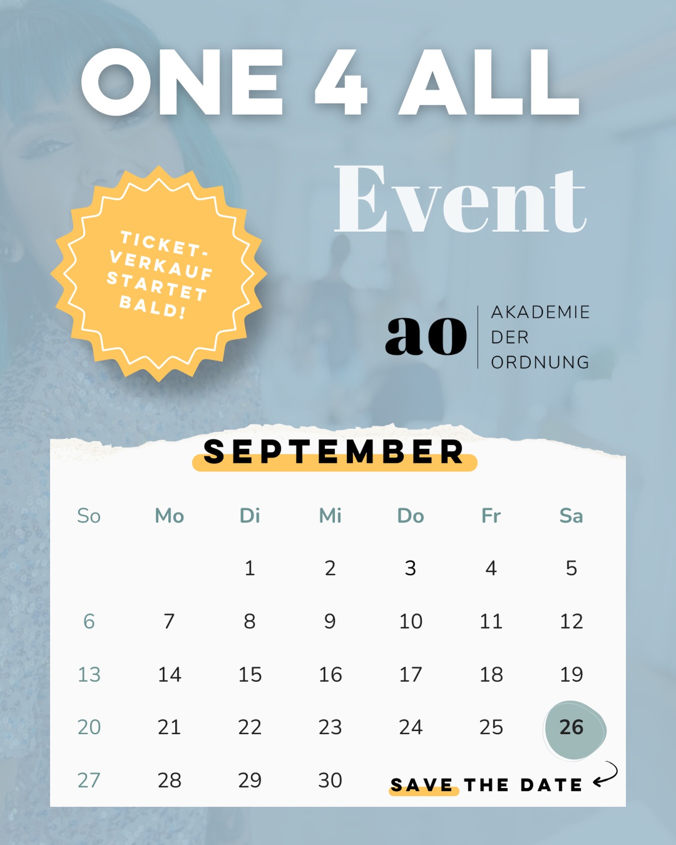 ✨📢 Das Geheimnis vom 26.09.2026 wird gelüftet!
Vielleicht erinnerst du dich: Vor einigen Wochen habe ich dich gebeten, den 26. September 2026 fett in deinem Kalender zu markieren.
Das One 4 All Event findet wieder statt und unsere gesamte Community kommt an einem Ort wieder zusammen – live, in Farbe und voller Energie!
Triff neue Interessent:innen, begegne ehemaligen Absolvent:innen, vernetze dich mit deinen Mitstudent:innen und genieße die einzigartige Atmosphäre, die nur entsteht, wenn wir alle zusammenkommen.
Am 26.09.2026 verwandeln wir Leipzig in das Herz unserer AO-Community.
Und zum allerersten Mal wird daraus ein ganzes Wochenende:
🗓️ Freitag: Get-Together & gemeinsames Dinner im Hotel
🗓️ Samstag: Das große ONE 4 ALL Main-Event
🗓️ Sonntag: Gemeinsamer Brunch zum Ausklang
Der Ticketverkauf startet bald!
👉 Trag dir den Termin fest ein: 26.09.2026 – Leipzig
👉 Freu dich auf das größte, inspirierendste und verbindendste ONE 4 ALL Event aller Zeiten.
Hast du Lust, mit uns zu feiern? Dann kommentiere mit 🥳!
#ordnungscoach #communityevent #akademiederordnung