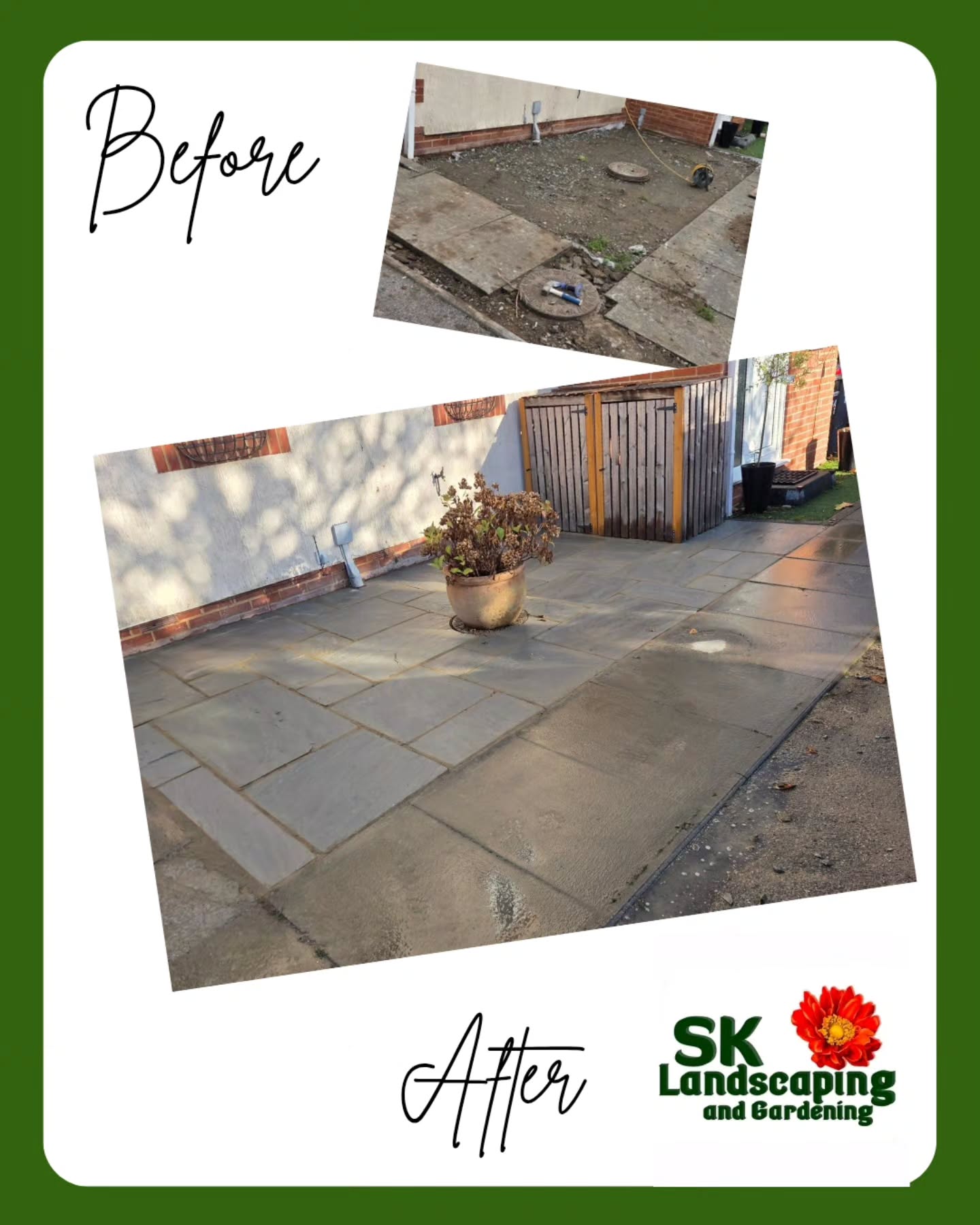 Helped out a lovely family this week. No more untidy weeds! Also much easier to store the bins. Win win.