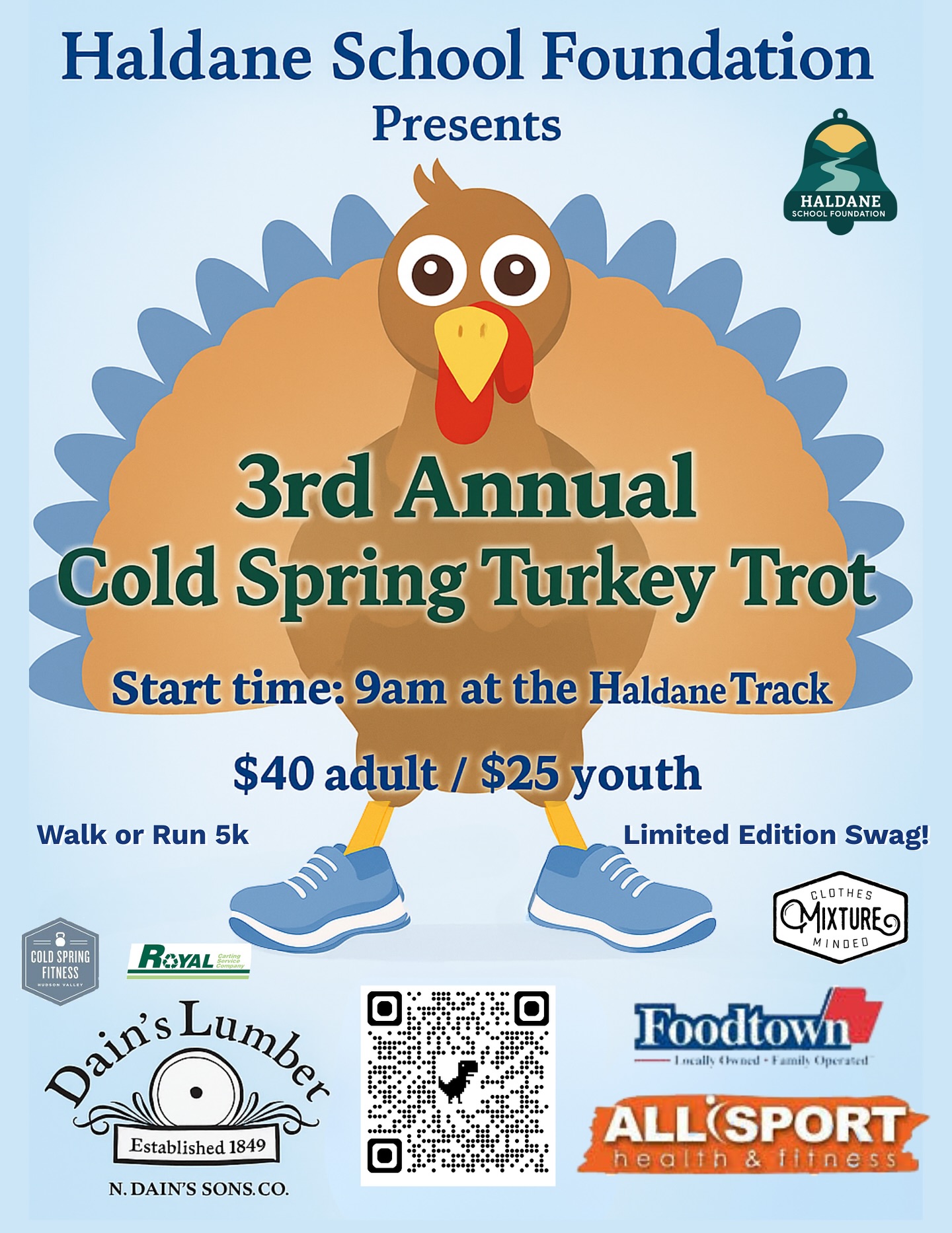 🦃 Start your Thanksgiving with community, fun, and a little fresh-air fitness!
Join us for the Annual HSF Turkey Trot—a family-friendly run/walk supporting programs and opportunities for Haldane students. 💙🤍
🏃♂️ Thanksgiving Morning
📍 Cold Spring, NY
🎉 All ages welcome
📝 Register today! (Link in bio)
Bring your friends, family, neighbors… and your best turkey trot energy! Let’s make this year the biggest one yet. 🦃✨
#HaldaneSchoolFoundation #TurkeyTrot #ColdSpringNY #CommunityStrong #HaldaneBlue #ThanksgivingRun #SupportOurSchools #hsf2025