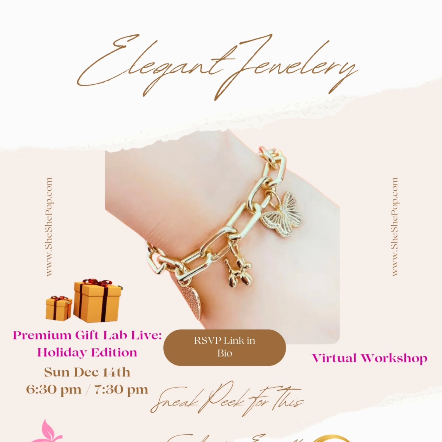 IT'S TODAY! 🎁✨
In just a few hours, we're going LIVE for the coziest, luxe gift wrapping workshop of the season. Tonight at 7:30 PM EST sharp. If you've been thinking about registering—THIS IS YOUR SIGN. We have just a handful of spots left, and I promise you don't want to miss this.
Tonight you'll learn:
✨ How to wrap gifts that look like they came from a
luxury boutique
✨ Elevated techniques using simple supplies
✨ Plus, shop our exclusive jewelry gift packages
(hello, perfect presents!)
Grab your coziest blanket, your favorite warm cup of
mocha / hot cocoa, and join us for an evening that'll
change your gifting game FOREVER.
Link in bio to secure your spot—see you tonight! 💛
#SheShePop #GiftWrappingWorkshop #TonightOnly #HolidayMagic #LuxuryGifting #VirtualEvent #LastChance #HolidayPrep #collabevent #premiumgiftlabliveholiday