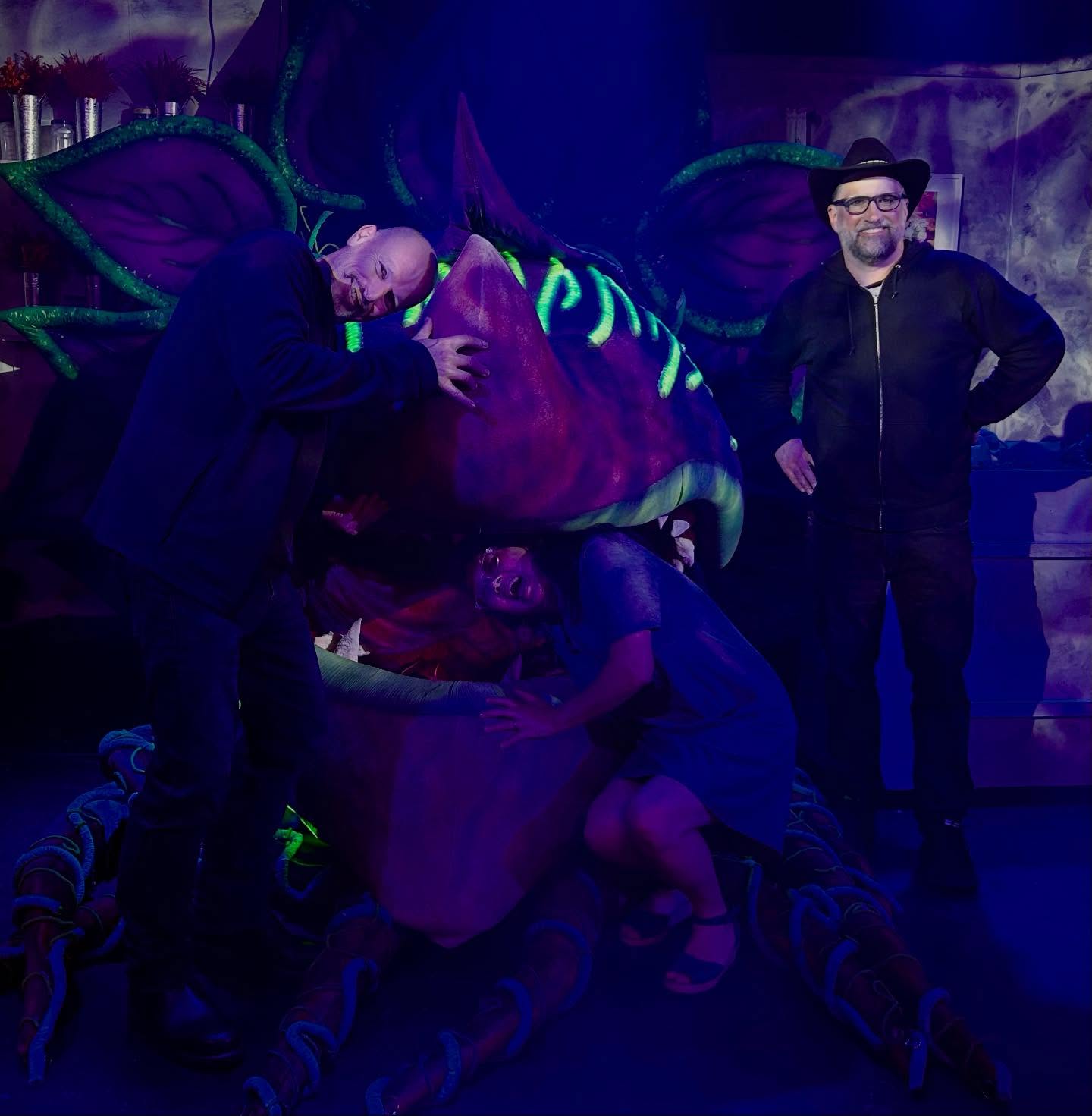 It was so much fun to see “Little Shop of Horrors” by @bats_broadford Even more so because ‘feed me Seymour’ meant so much to the food exchange radio show for so many years. There’s another weekend of performances to go. Get along and enjoy the fabulous singing and the flesh eating, extra-terrestrial plant Audrey II, played by @presley_davis_jr #localtheatrerocks #littleshopofhorrors #broadford