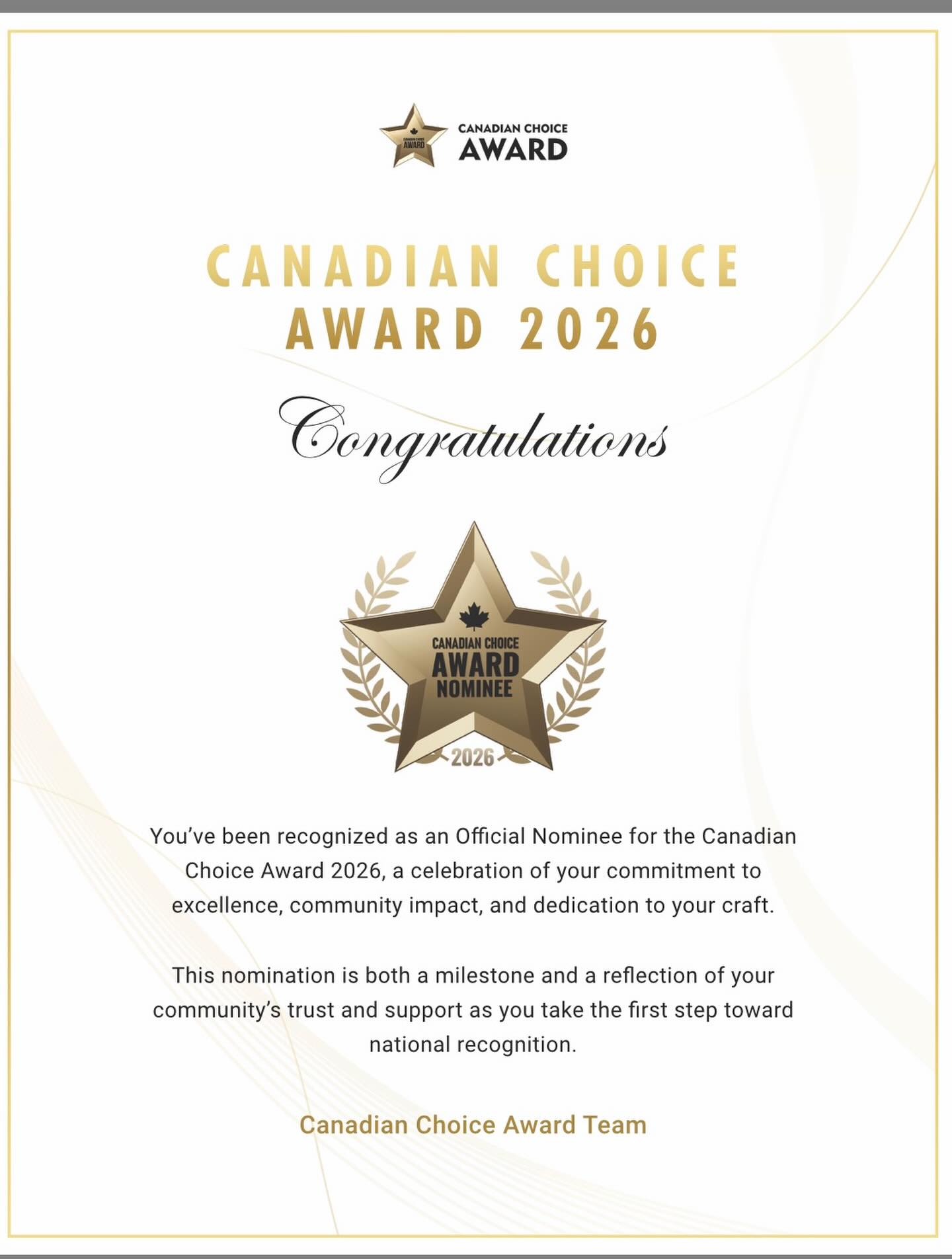 We are so excited to share that A5 Cleaning Services is an official nominee in the Commercial Cleaning Service category for the 2026 Canadian Choice Awards! ✨
This recognition is such a meaningful milestone for us — a true reflection of our community’s trust, support, and belief in the work we do every day.
Thank you for helping us take this first big step toward national recognition. We’re just getting started! 💙🧼
#CanadianChoiceAwards #A5CleaningServices #shoplocal #chamberofcommerce #CommercialCleaning #CommunitySupport #AwardsJourney #Grateful #cleaningprofessionals #scrubdaddy #zep