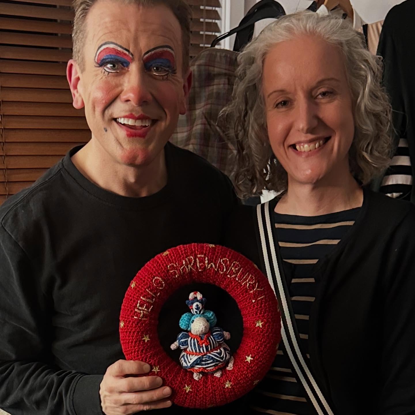 Cropped my crazy hair out of this one but wanted to say a huge thank you to @lauralovescrochet for my gorgeous crocheted pantomime wreath that now proudly hangs on my dressing room door. #measamouse🐹 #helloshrewsbury