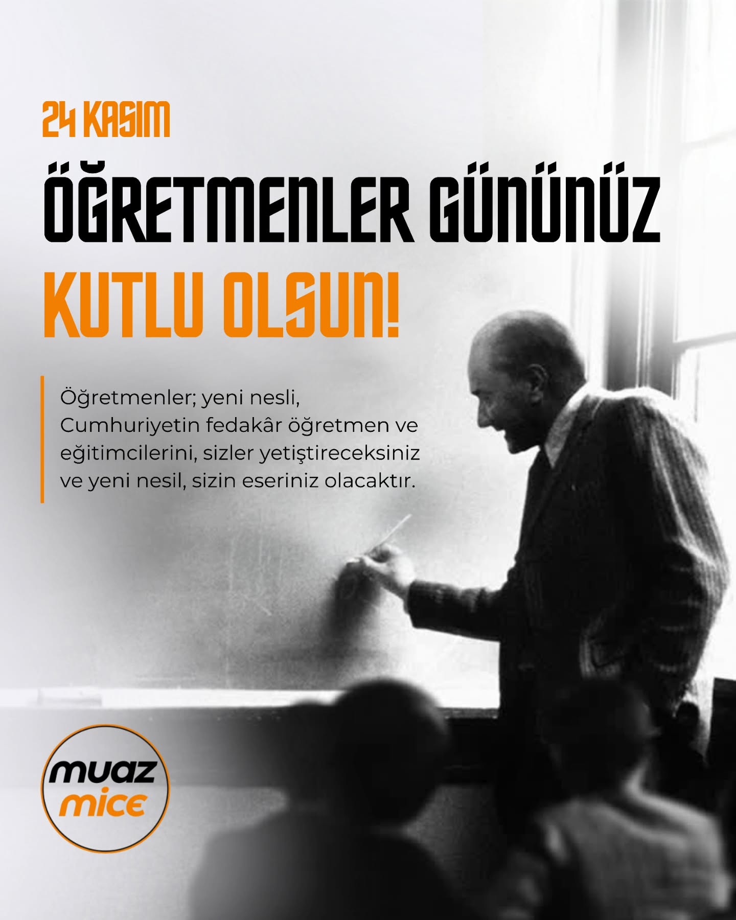 İlham veren fikirleriyle bireyleri, emekleriyle toplumları güçlendiren tüm öğretmenlerimizin 24 Kasım Öğretmenler Günü’nü kutluyoruz.
Bilgiye yön veren tüm değerli eğitimcilerimize saygı ve minnetle…
Muaz MICE
#ÖğretmenlerGünü #24Kasım #MuazMICE