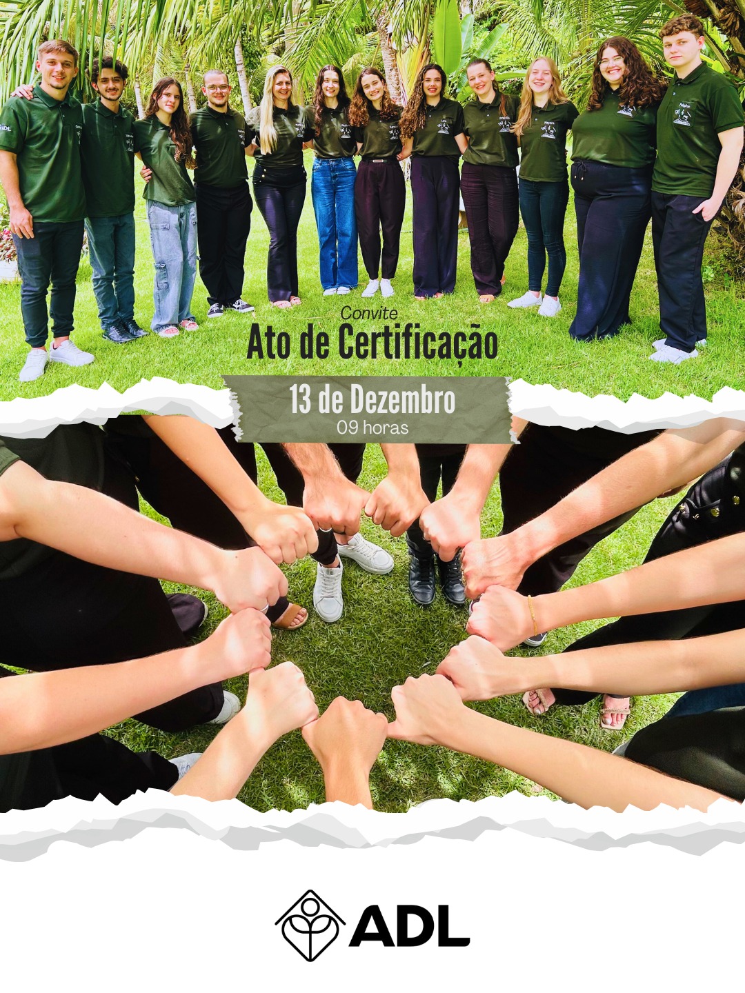 A ADL convida para a solenidade de certificação dos cursos profissionais de Liderança Comunitária, Educação Social e Música, a realizar-se no sábado, 13 de dezembro, às 9h. O encontro marca o encerramento das atividades formativas e homenageia as trajetórias construídas ao longo do período de formação na instituição.
Na ocasião, receberão certificação:
Ana Caroline Schmidt Romagna – Educação Social
Carlos de Paula Sholz Hell – Liderança Comunitária e Educação Social
Carlos Eduardo Binda – Liderança Comunitária
Feliphe Emerick Keller da Silva – Liderança Comunitária e Educação Social
Karolyne Kamke de Oliveira – Liderança Comunitária e Música
Kaylyne Kamke de Oliveira – Liderança Comunitária e Música
Lara Faria dos Reis – Liderança Comunitária e Educação Social
Marlúcia Spamer Kopp – Educação Social
Nayara Raasch Trams – Educação Social
Priscila Keli Jappe Stainmüller – Educação Social
Raphaela Almeida Silva – Liderança Comunitária e Educação Social
Vanderson Gabriel Dias Braga – Liderança Comunitária e Música
O encontro também expressa o reconhecimento às pessoas que se empenharam ao longo dessa jornada formativa. Parabéns, estudantes!