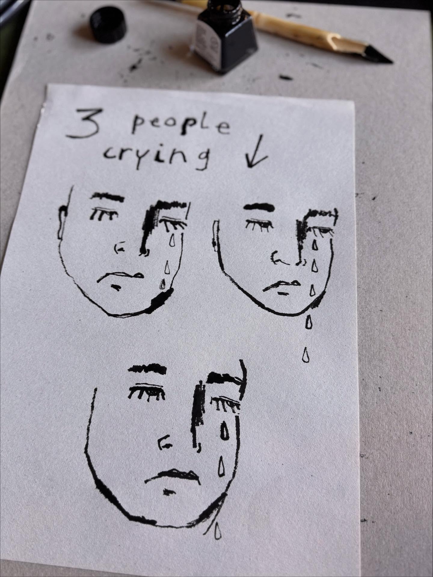 Hey hi hello, it’s been a ✨ while ✨
I’ve been making some drawings and trying to be slower.
Pictured: ink on paper drawings, crying faces
#inkonpaper #drawing #faces