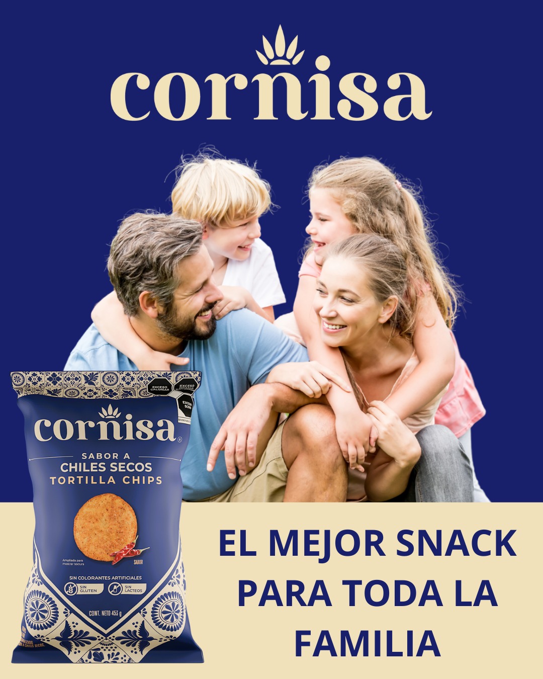 La noche de pelis acaba de subir de nivel.
Cornisa Chips, el snack para toda la familia.