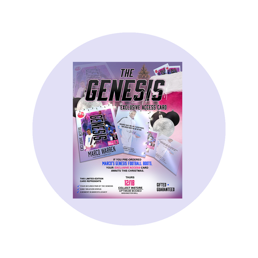 Genesis Trading Card & Flyer Design for @shopmarcowarren_
Today is the day to get yours!
If you’ve already claimed your pair of boots as a Christmas gift for a loved one, don’t wait. Shop today and support the legacy at @shopmarcowarren