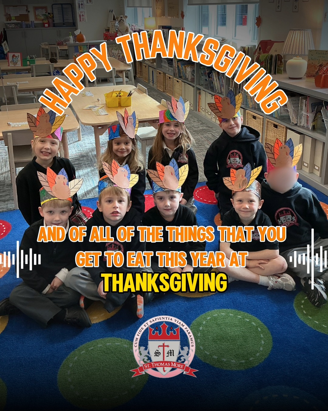 🌟 PART 1 — STM Gratitude Series (Grass, Dogs & Pumpkins)
At St. Thomas More Catholic School, we believe gratitude lives in the simple gifts God gives us — and our Kindergarteners captured that beautifully.
From being thankful for grass to run on, to a beloved dog, to the joy of pumpkins, their hearts remind us that God’s blessings are all around us. And when it comes to Thanksgiving dinner? Noodles and turkey are big winners in Kindergarten.
Thank you @materdeiradio for helping us share these joyful voices with our STM community.
🖤💛 Happy Thanksgiving from our Bulldogs!
#StThomasMoreSchool #STMCommunity #CatholicEducation #CatholicSchoolLife #BulldogPride #ThanksgivingGratitude