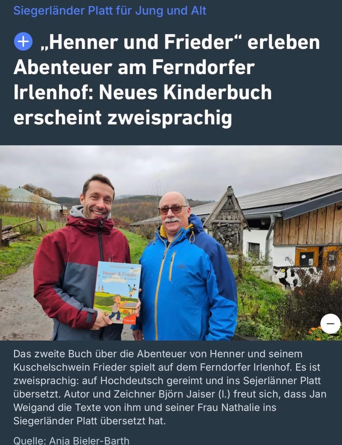 Ein tolles einmaliges Projekt!😃 Danke Nathalie und Jan! Und danke für den tollen Bericht Anja! Jetzt für Weihnachten sichern! Online unter lokalzauber.de und im Handel! @mankelmuth @buecherbuyeva @hugendubel_kids @hofladen_irlenhof #lokalzauber #mama #siegen #kreuztal #ferndorf #siegerland #siegerländerplatt #sejerlänner #hennerundfrieder #netphen #wilnsdorf #hilchenbach #weidenau #geisweid #kinderbuch #siegenwittgenstein #siegen❤️